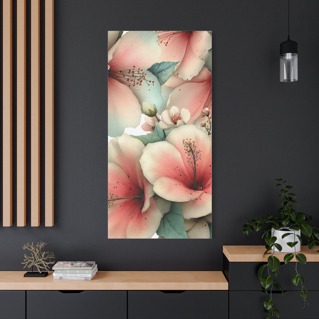 Pastel Floral Matte Canvas Wall Art, Soft Botanical Print, Modern Home Decor, Watercolor Flower Artwork, Stretched 1.25" Canvas