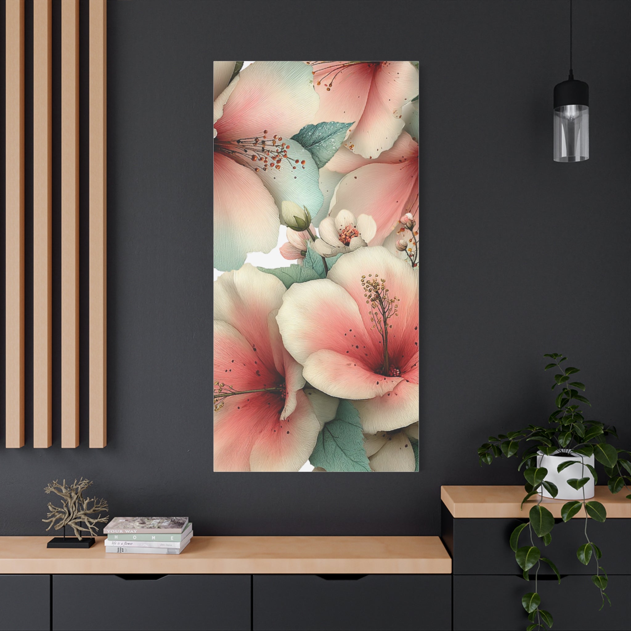 Pastel Floral Matte Canvas Wall Art, Soft Botanical Print, Modern Home Decor, Watercolor Flower Artwork, Stretched 1.25" Canvas