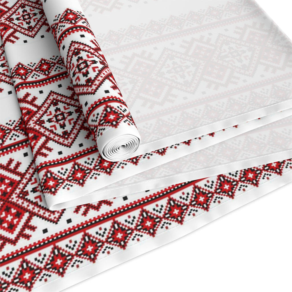 BLUESKYDEZIGN Ukrainian Traditional Table Runner - Red Black Folk Pattern