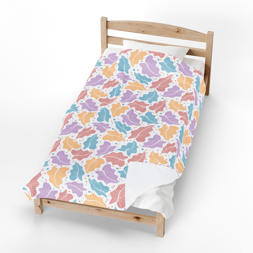 Pastel Leaf Plush Blanket