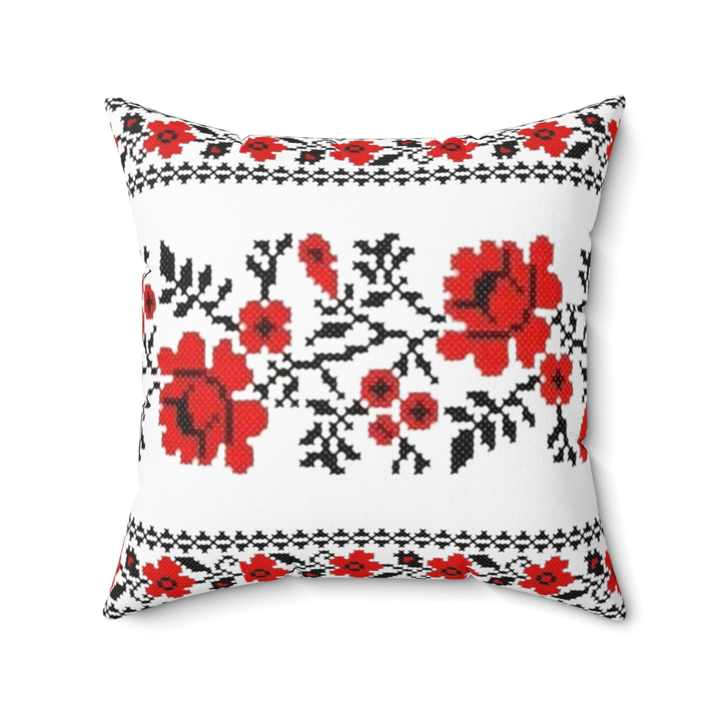 BLUESKYDEZIGN Ukrainian Red Black Folk Embroidery Pillow - Heritage Decor