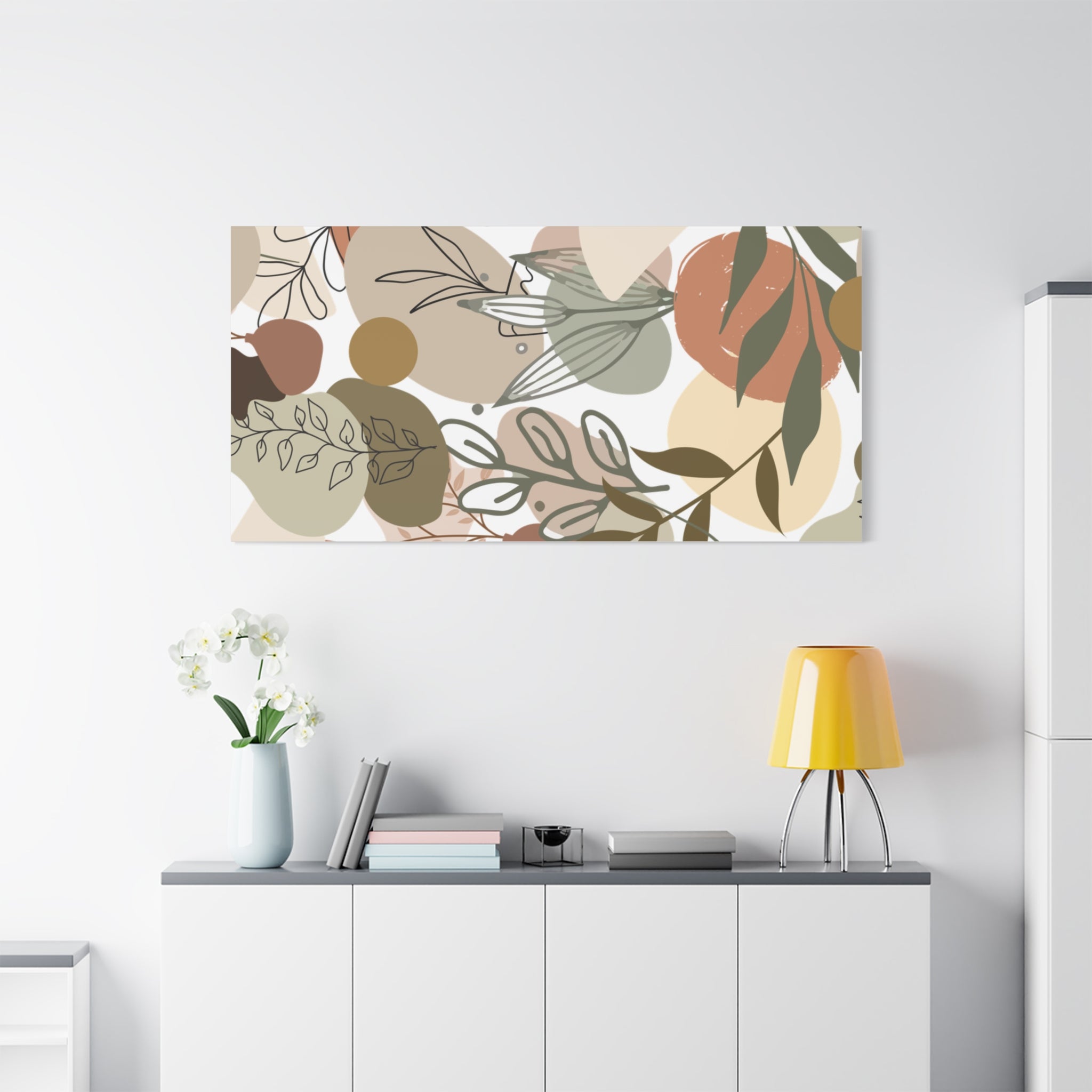 Abstract Modern Botanical Wall Art, Minimalist Line Art Canvas, Neutral Aesthetic Home Decor Print for Living Room or Bedroom, Matte Print, Stretched 1.25" Ready to Hang