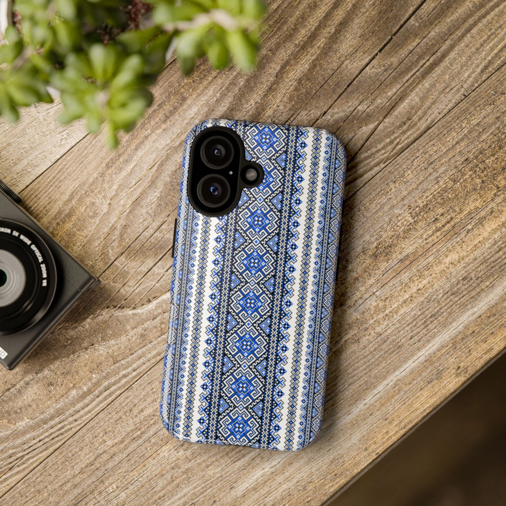 Stasia Blue iPhone Case | Ukrainian Folk Embroidery | Slavic Geometric Phone Cover