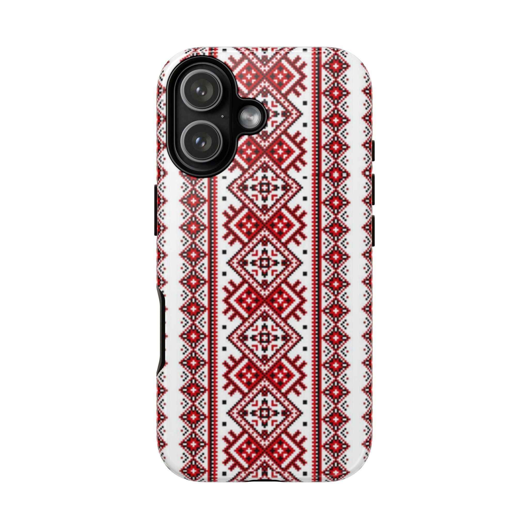 Ukrainian Embroidery iPhone Case  Red Black Traditional Pattern Protective Phone Cover, Gift idea