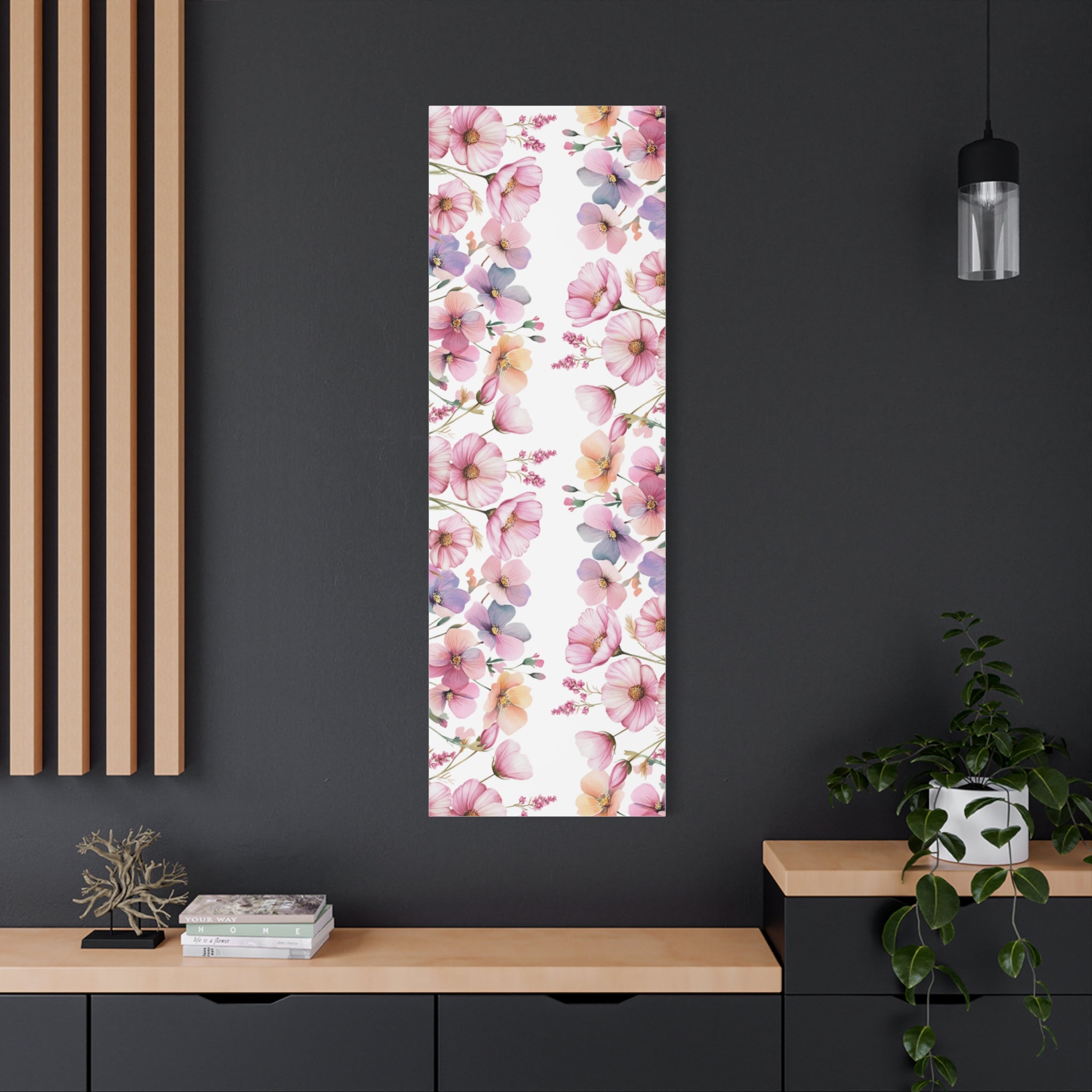 Pastel Floral Matte Canvas Wall Art, Soft Botanical Print, Modern Home Decor, Watercolor Flower Artwork, Stretched 1.25" Canvas