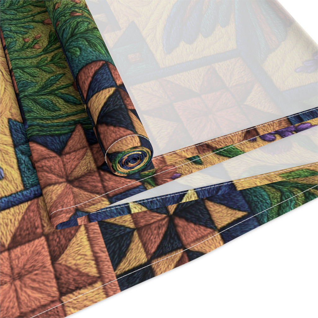 BLUESKYDEZIGN | Hummingbird Table Runner | Folk Art Floral Dining Decor | Cotton or Polyester | Farmhouse Kitchen Gift