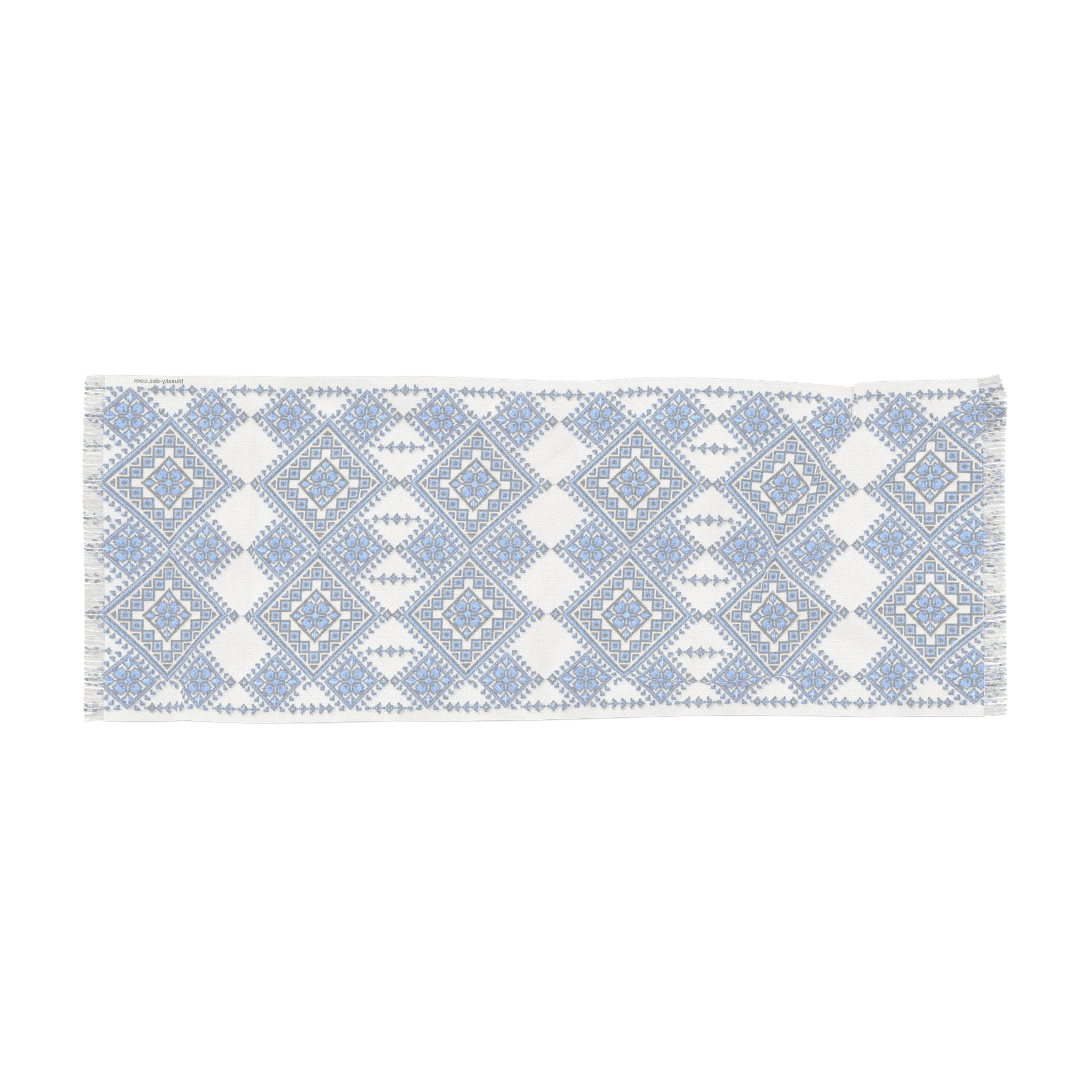 Blue Geometric Diamond Scarf — Lightweight Boho Wrap | BLUESKYDEZIGN