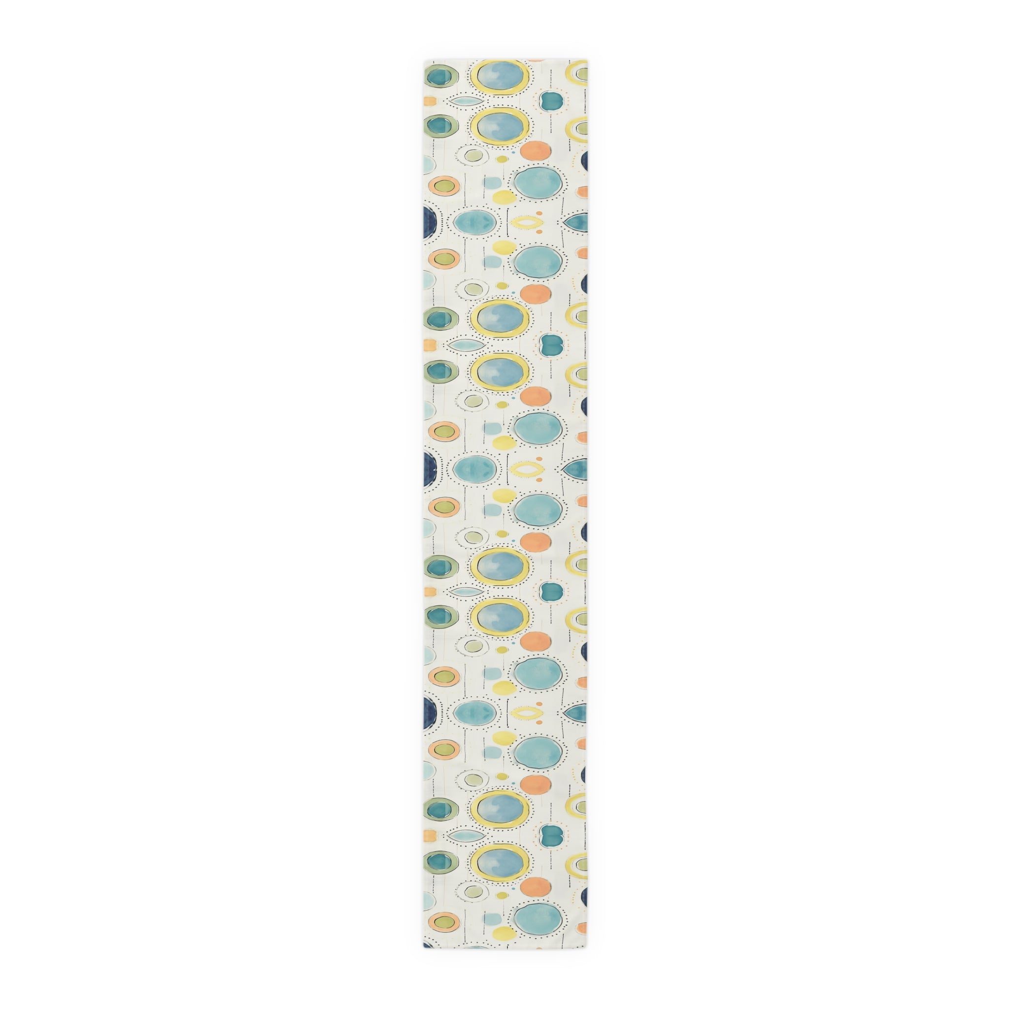 Mid Century Watercolor Rainbow Table Runner, Abstract Dresser Console Table Runner, Retro Design Tablecloth, Mid Century Home Deco