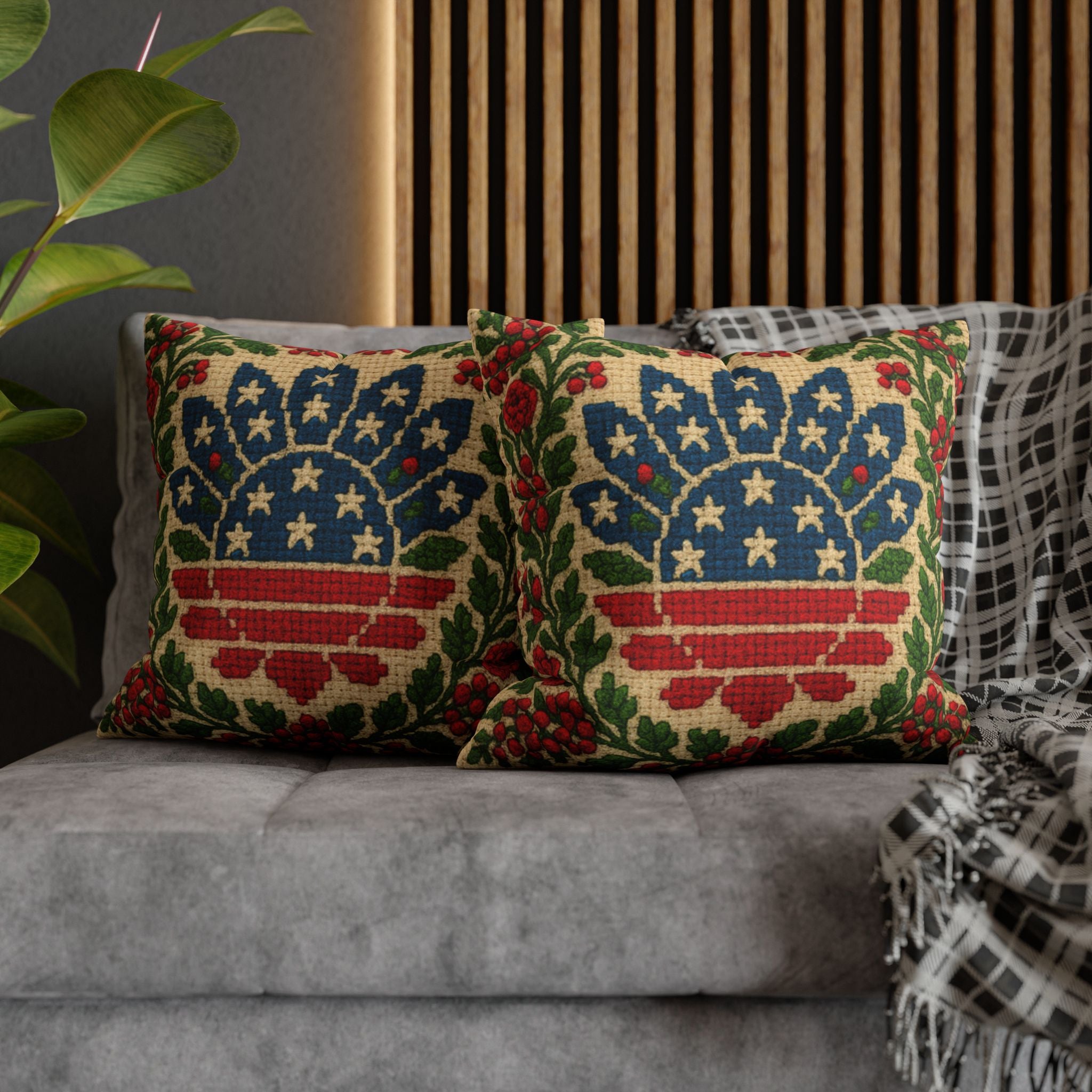 America 250 Heritage Floral Pillowcase | Patriotic Folk Art Cushion Cover | 1776–2026 Anniversary Decor