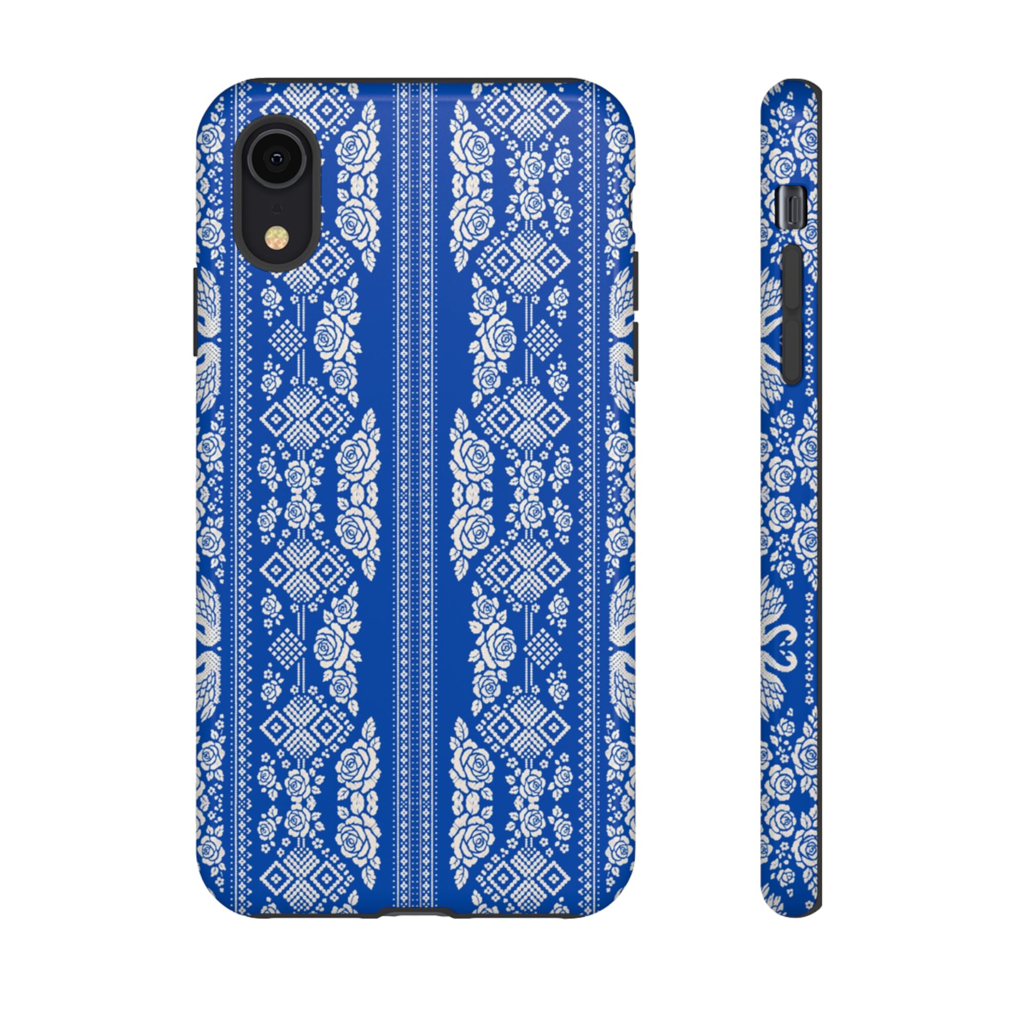 Wedding Swans Phone Case Blue  White Elegant Protective Cover, Tough Cases, Protective Folk Art Cover for iPhone  Samsung
