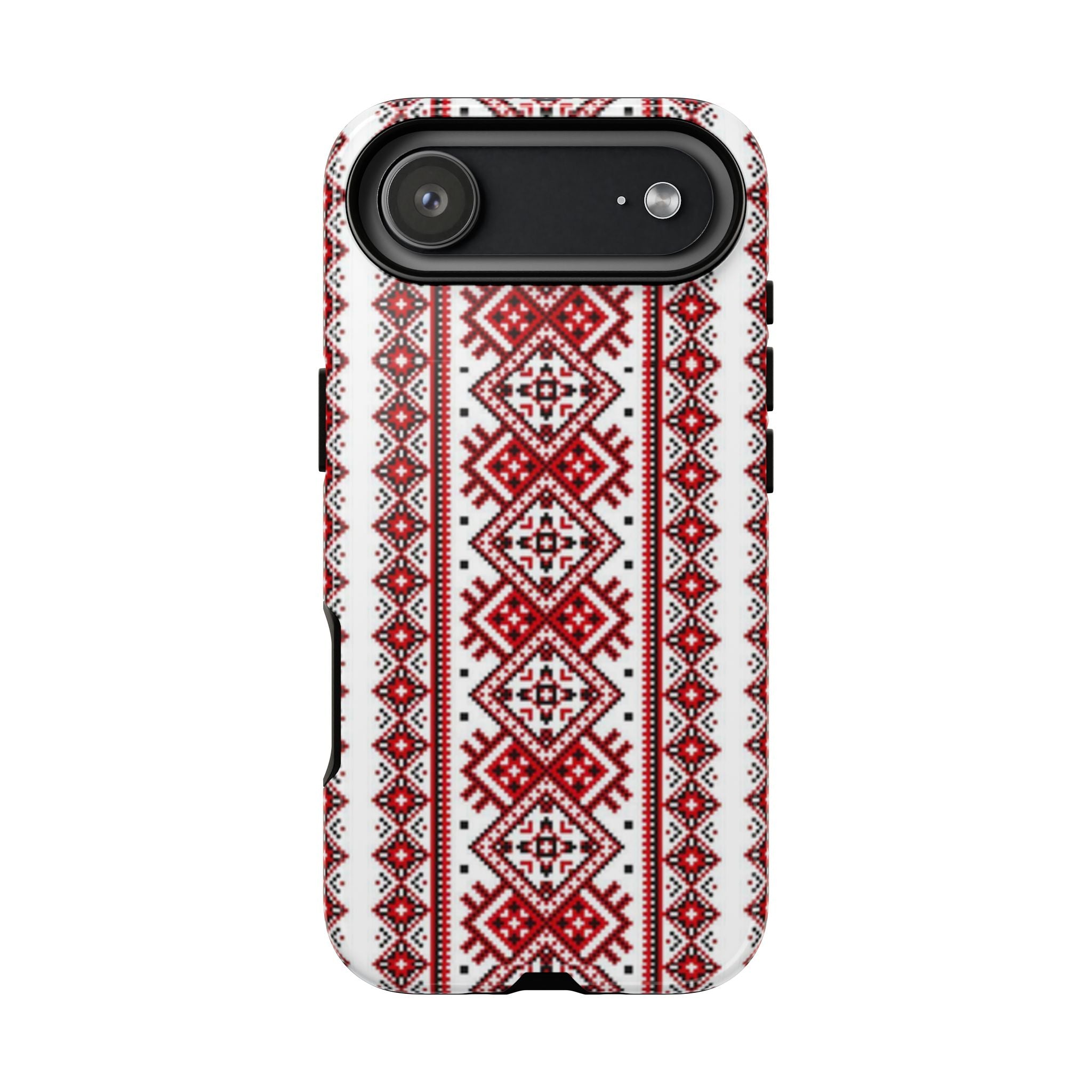 Ukrainian Embroidery iPhone Case  Red Black Traditional Pattern Protective Phone Cover, Gift idea