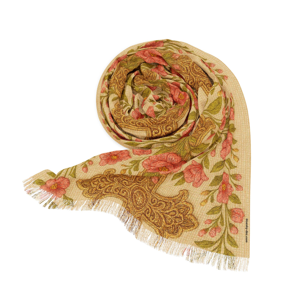 Blessed Home Floral Cross Scarf | Vintage Rose Christian Wrap for Women | Lightweight 27"×71"