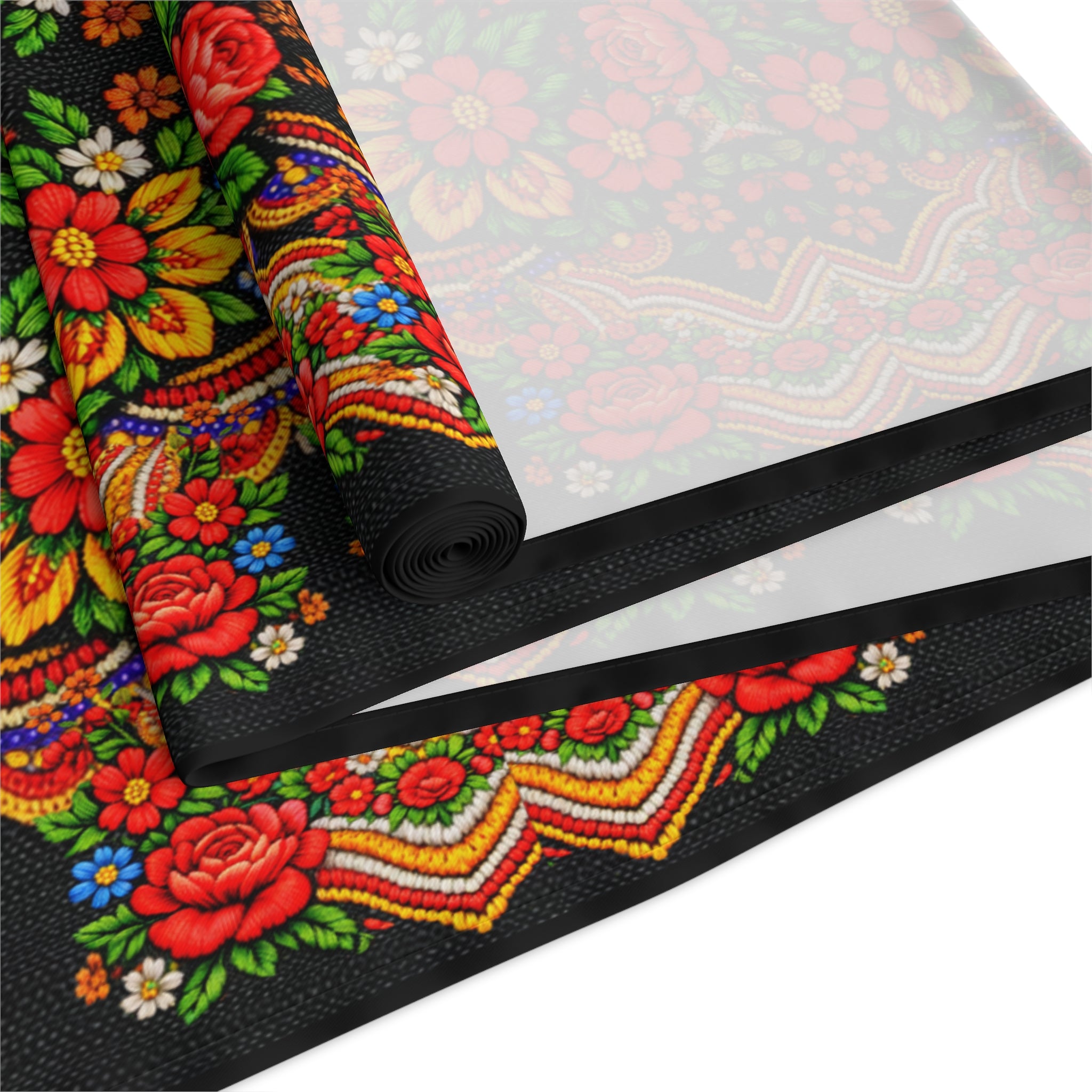 Mother's Bloom Floral Table Runner | Ukrainian Heritage Style Folk Art Decor | Vintage Slavic Flower Table Topper | Boho Farmhouse Kitchen Gift