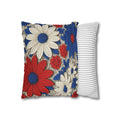Red White Blue Daisy Pillowcase — Patriotic Floral Decorative Pillow Cover | BLUESKYDEZIGN