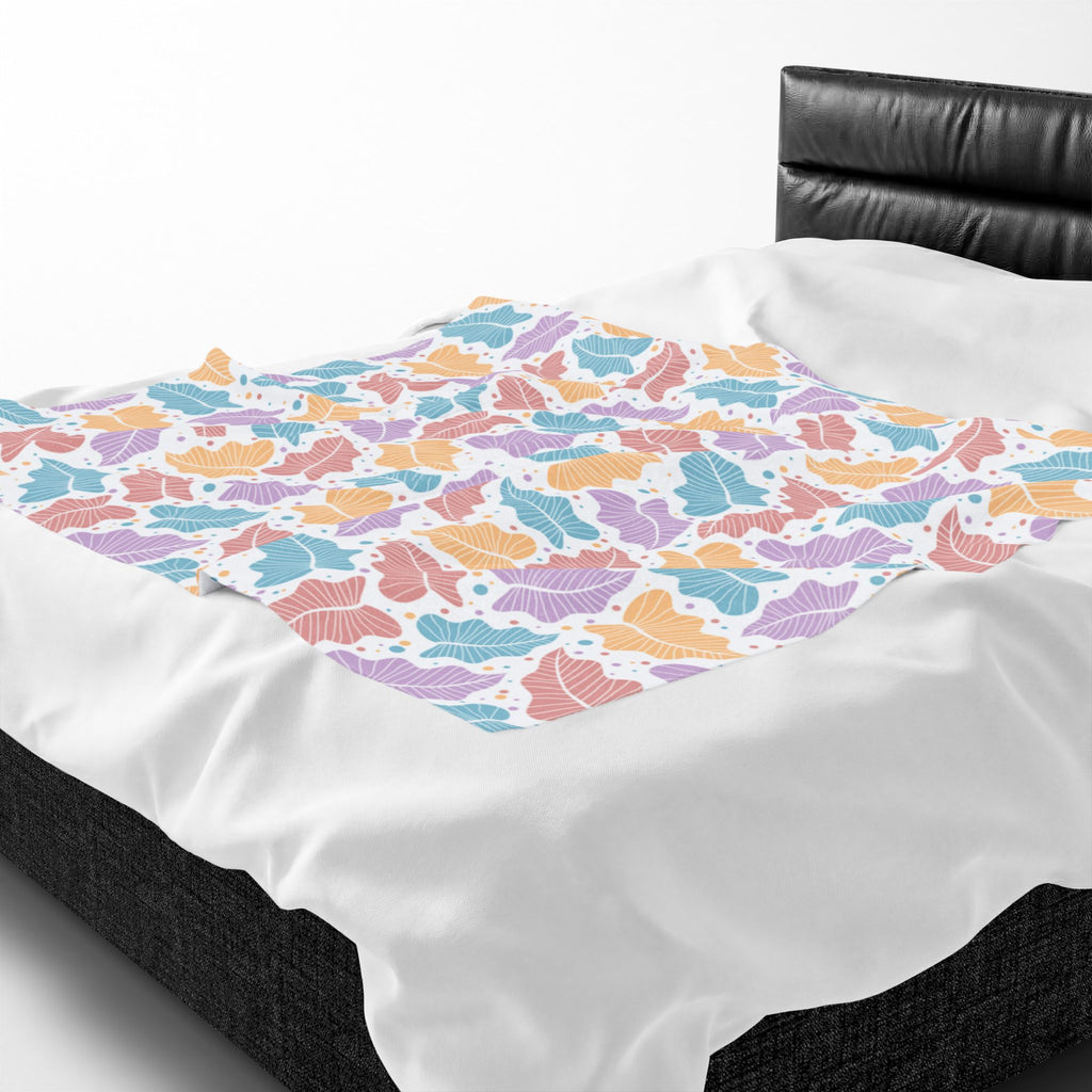 Pastel Leaf Plush Blanket