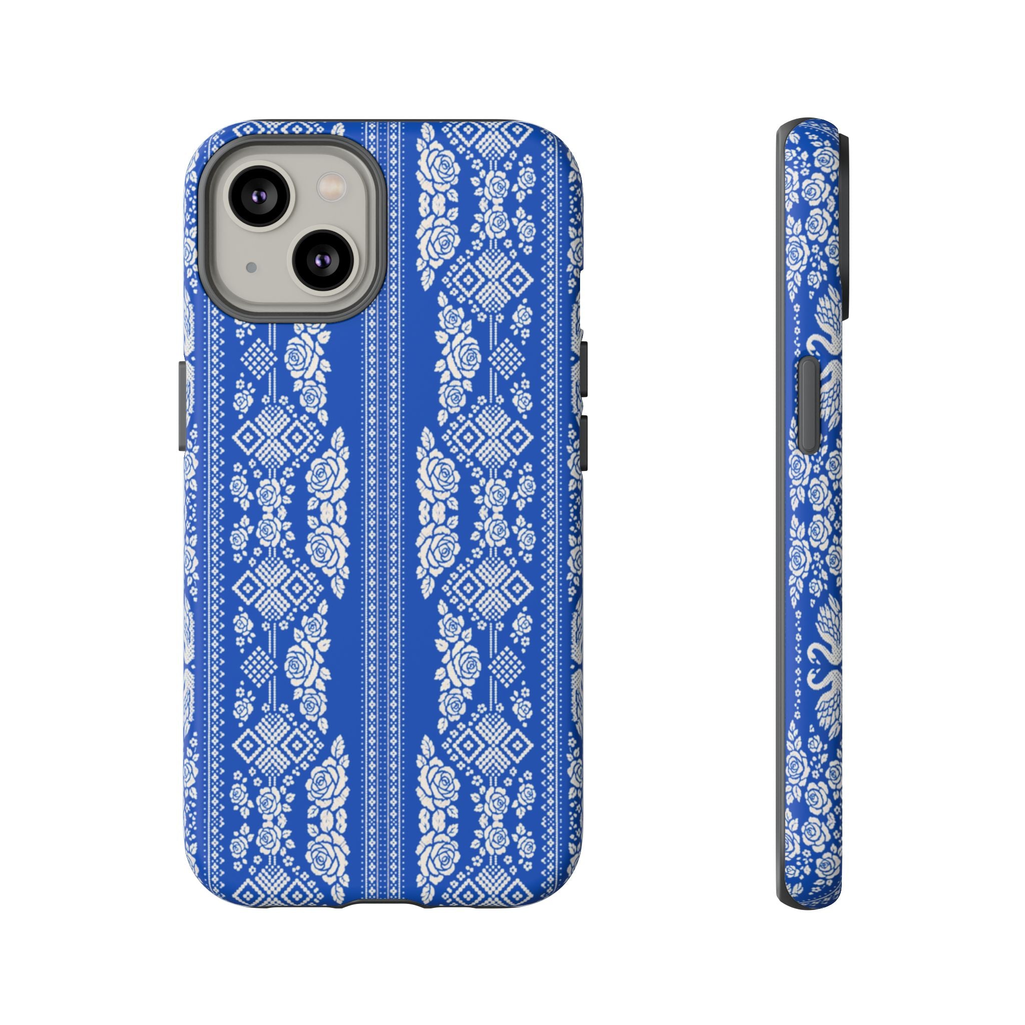 Wedding Swans Phone Case Blue  White Elegant Protective Cover, Tough Cases, Protective Folk Art Cover for iPhone  Samsung
