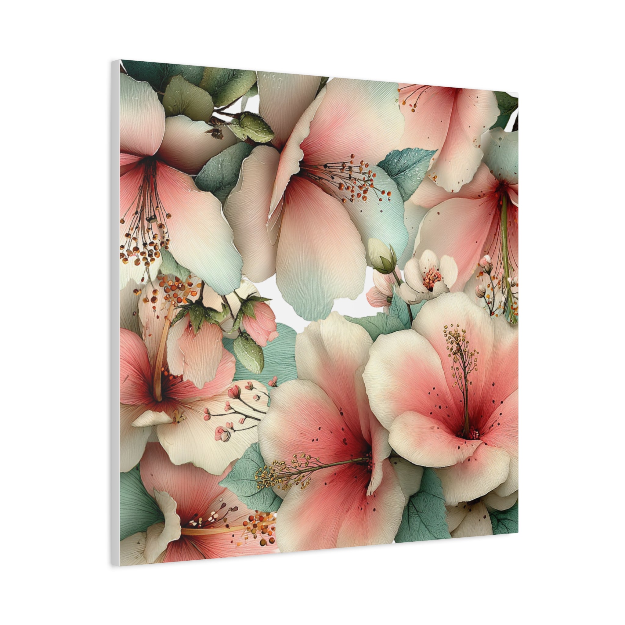 Pastel Floral Matte Canvas Wall Art, Soft Botanical Print, Modern Home Decor, Watercolor Flower Artwork, Stretched 1.25" Canvas