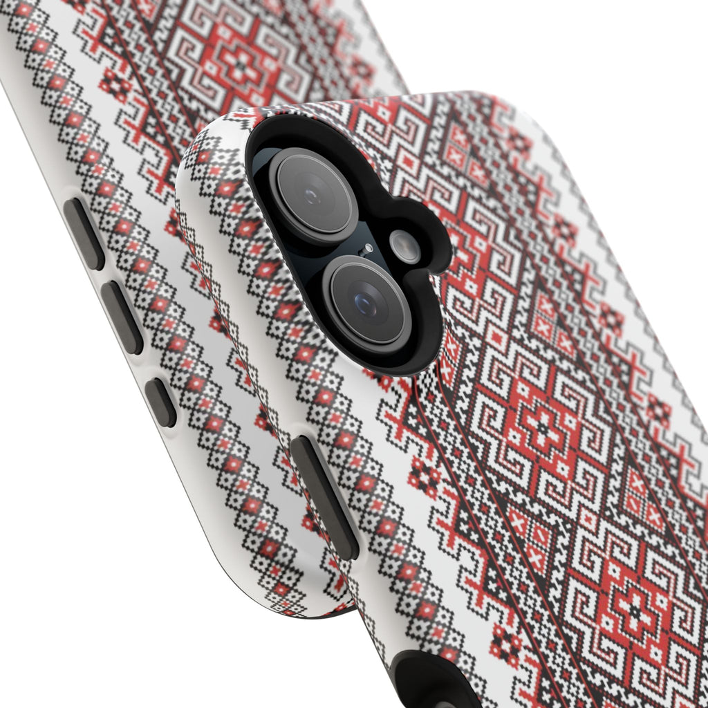 Traditional Ukrainian Red-Black Pattern Phone Case | Magnetic Impact-Resistant Case