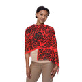 Red Damask Scarf – Victorian Lightweight Wrap for Women | BLUESKYDEZIGN