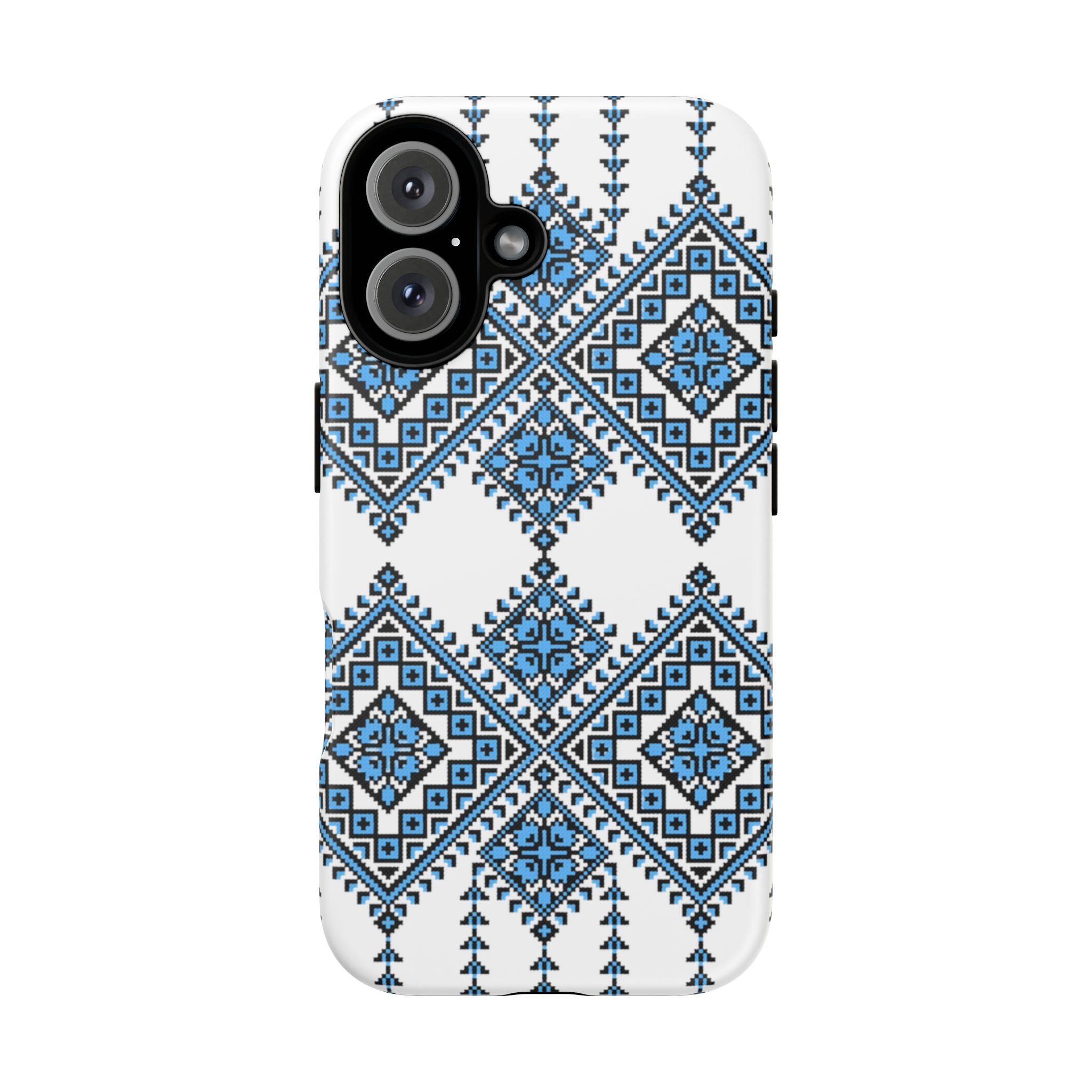 Blue Ukrainian traditional  Geometric Folk Pattern phone case, Tough Cases