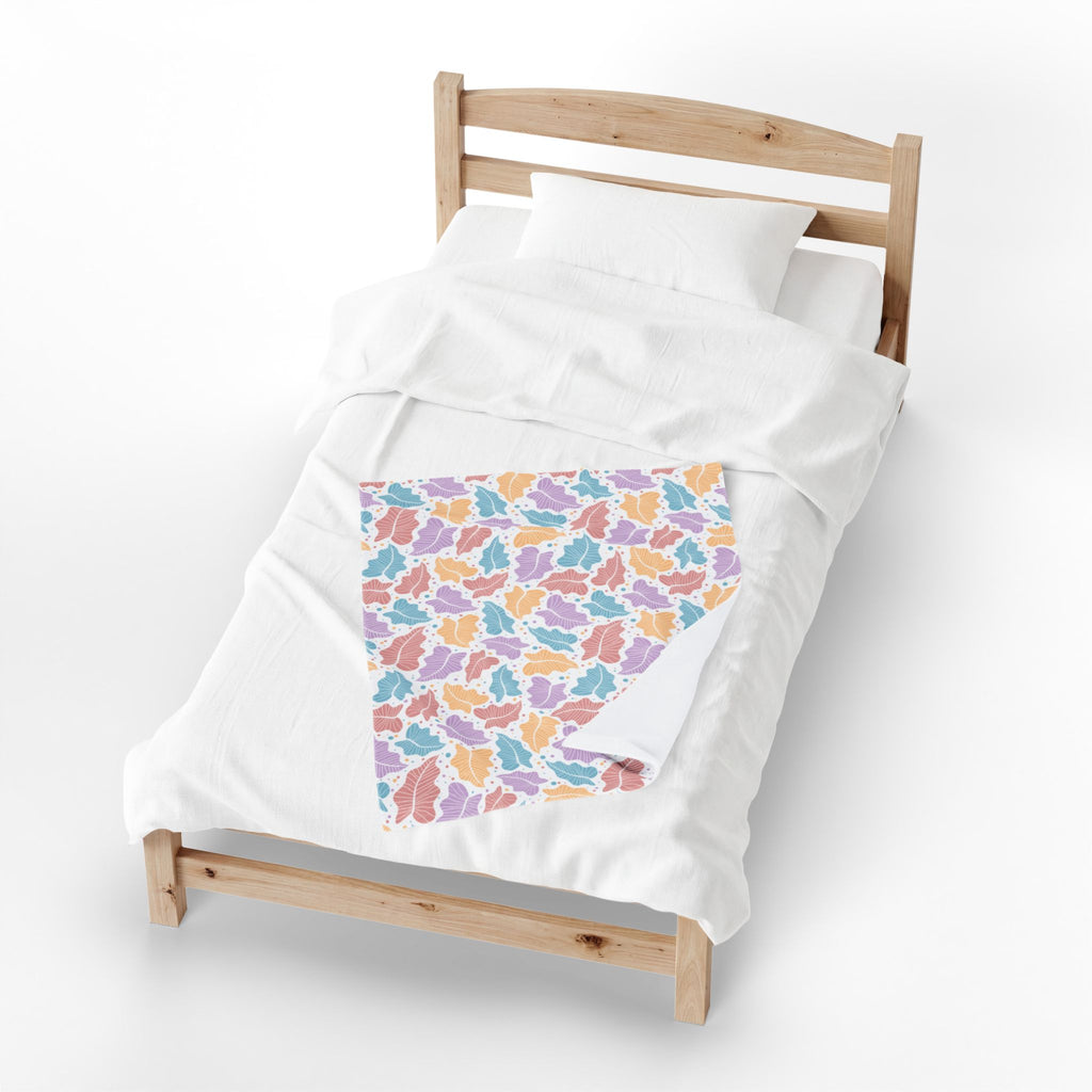 Pastel Leaf Plush Blanket
