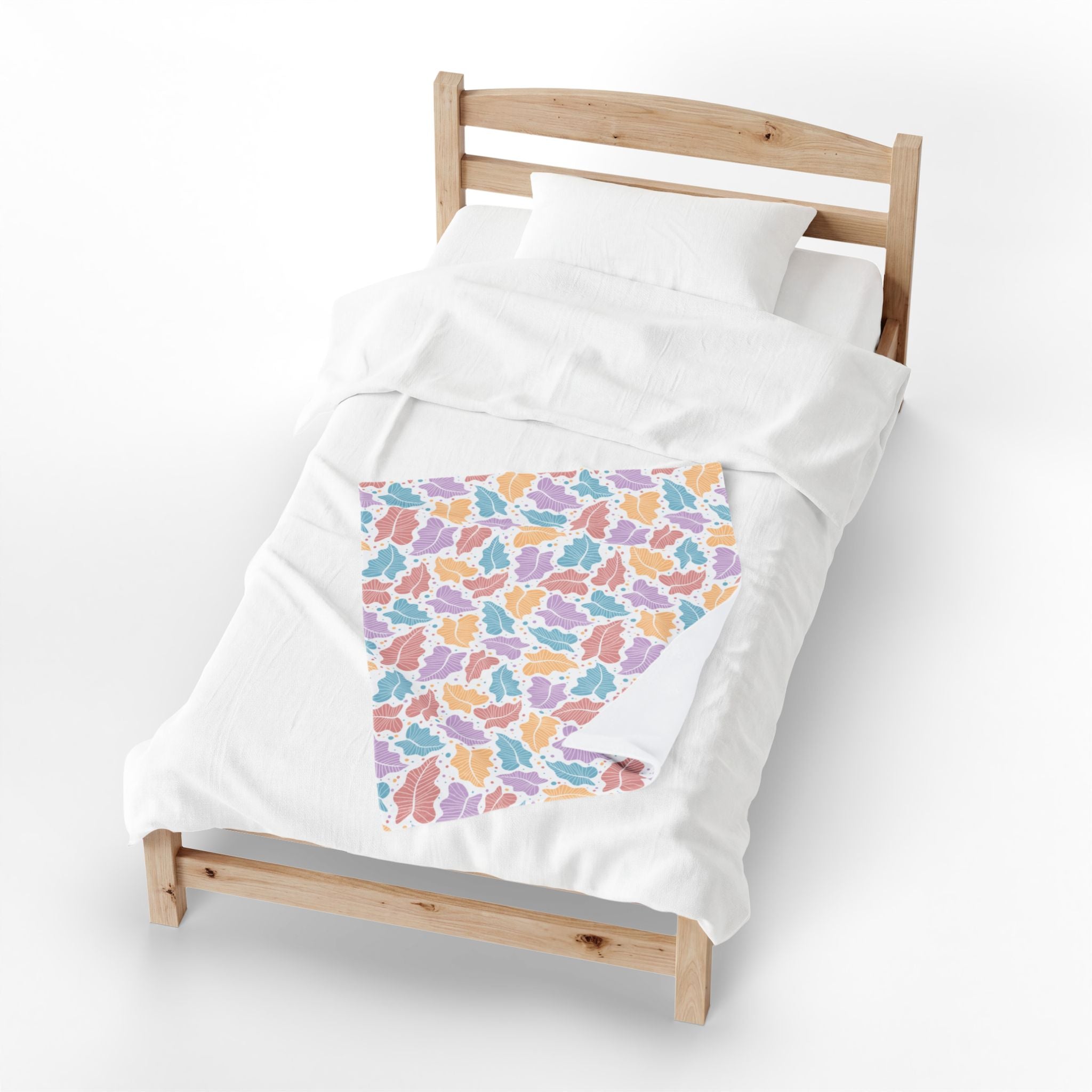 Pastel Leaf Plush Blanket
