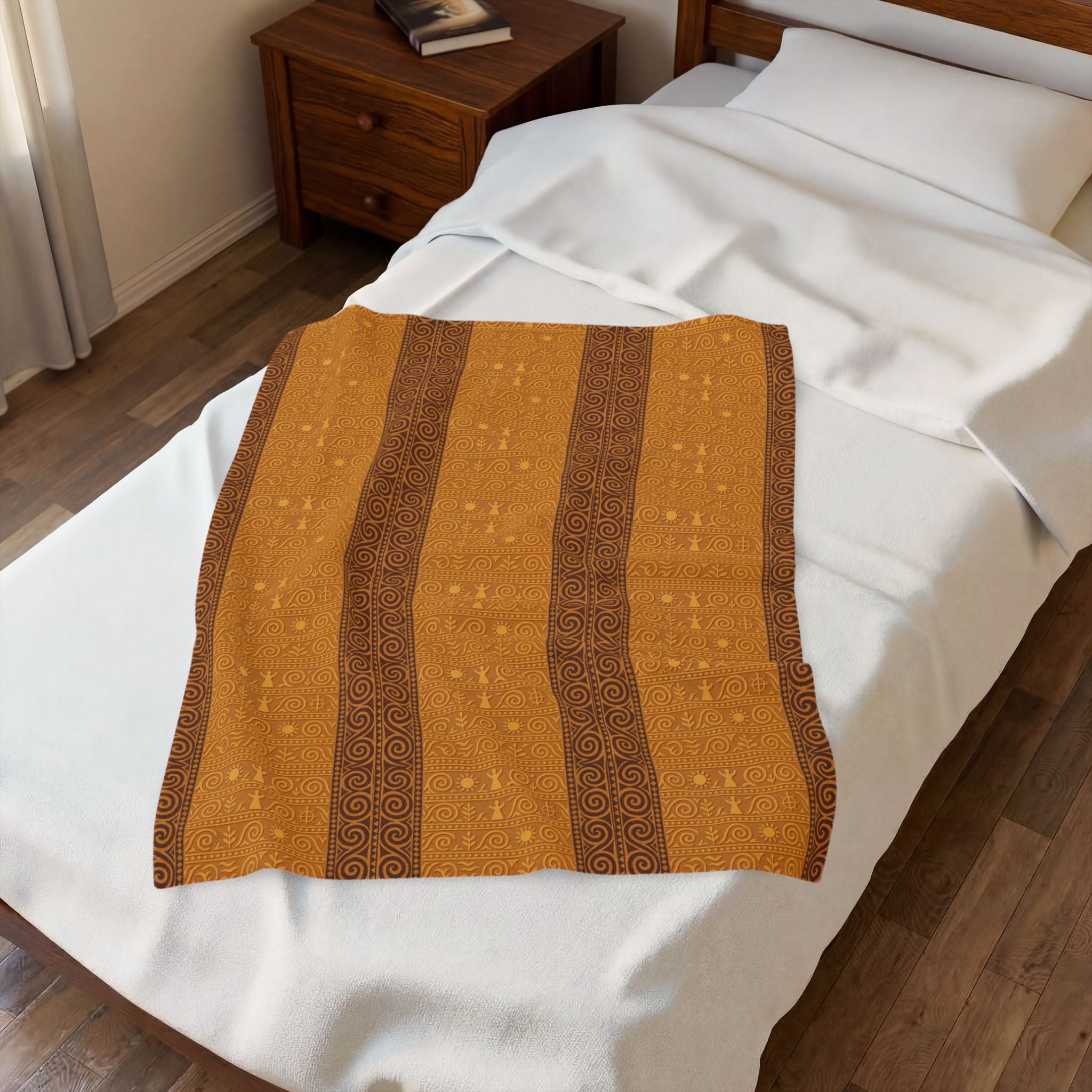 Trypillian Code Velveteen Blanket | Ancient Symbol Terracotta Heritage Throw
