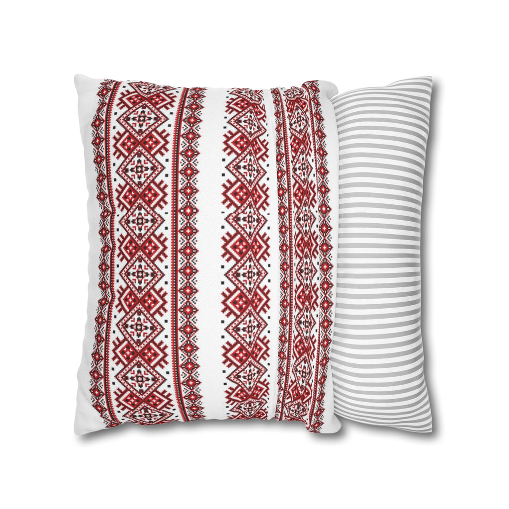 BLUESKYDEZIGN Ukrainian Traditional Pillow Cover - Red Black Folk Pattern
