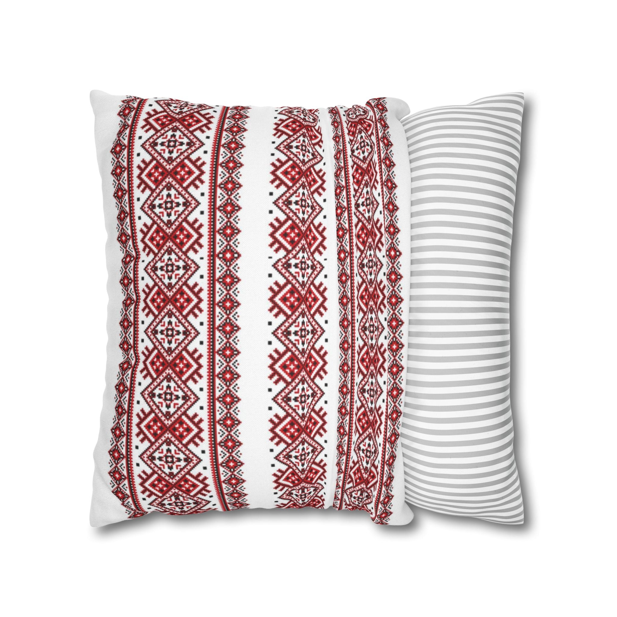 BLUESKYDEZIGN Ukrainian Traditional Pillow Cover - Red Black Folk Pattern