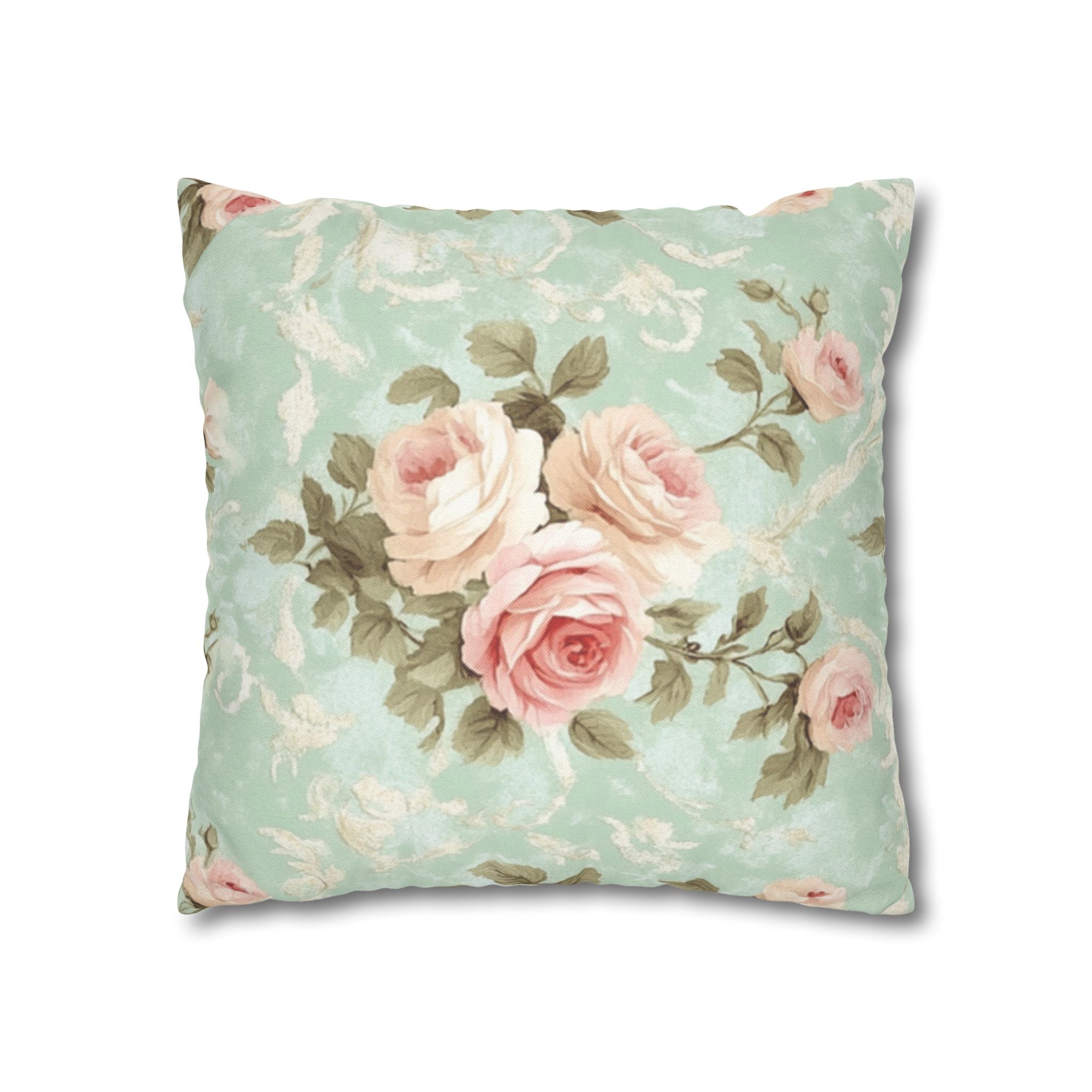 Vintage Pink Rose Pattern Pillowcase | Floral Throw Pillowcase