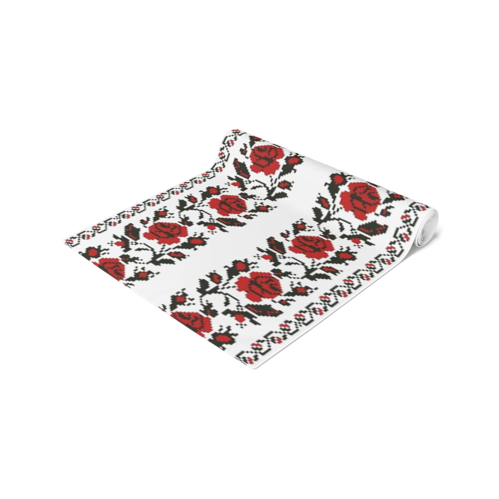 BLUESKYDEZIGN Ukrainian Traditional Table Runner - Red Black Heritage Decor