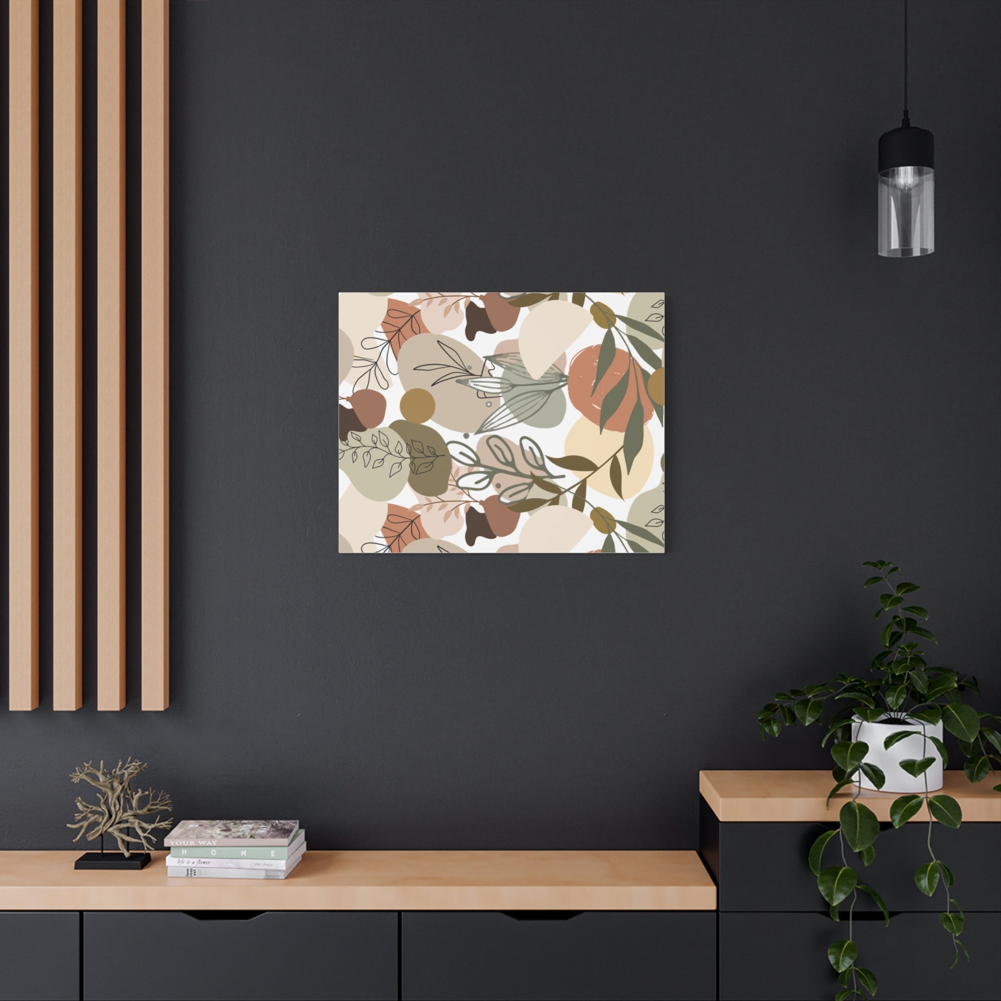 Abstract Modern Botanical Wall Art, Minimalist Line Art Canvas, Neutral Aesthetic Home Decor Print for Living Room or Bedroom, Matte Print, Stretched 1.25" Ready to Hang