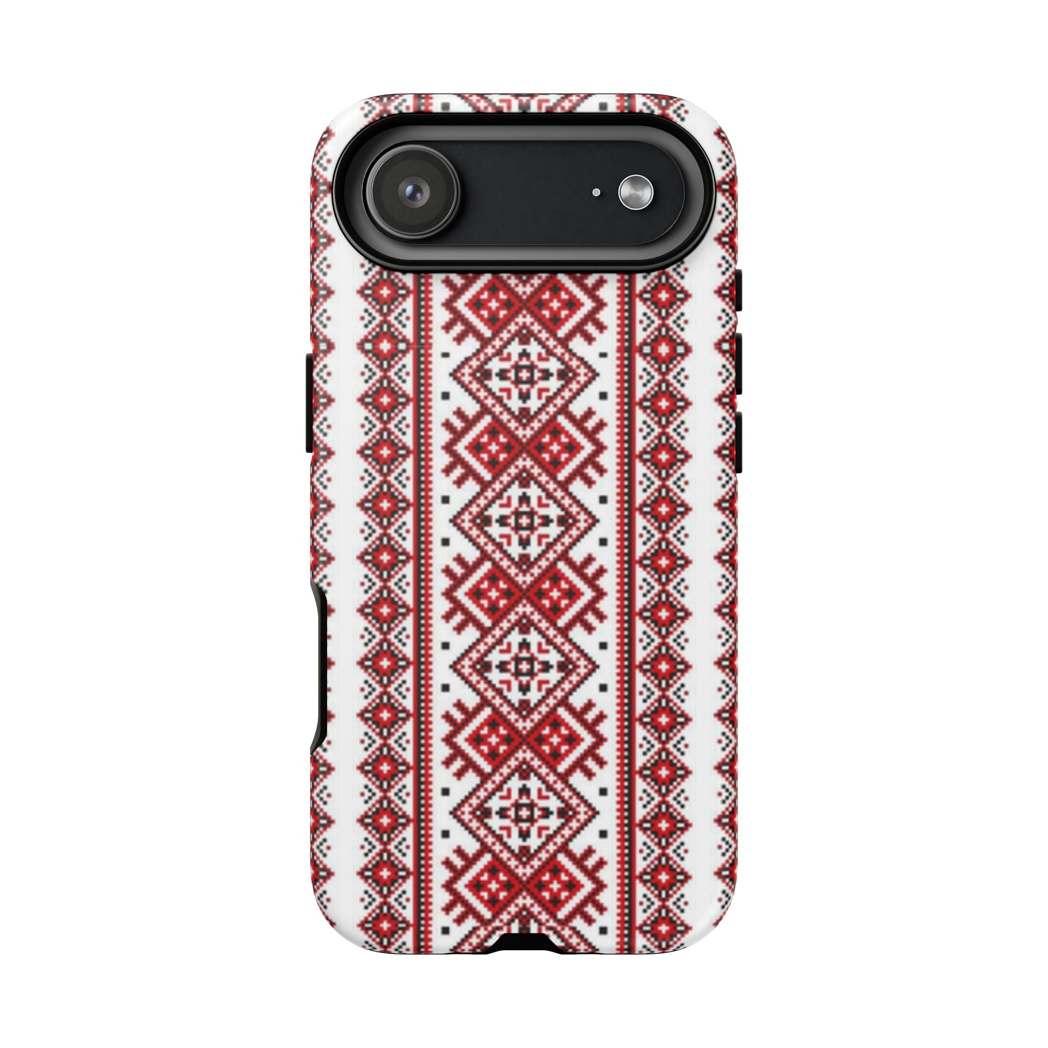 Ukrainian Embroidery iPhone Case  Red Black Traditional Pattern Protective Phone Cover, Gift idea