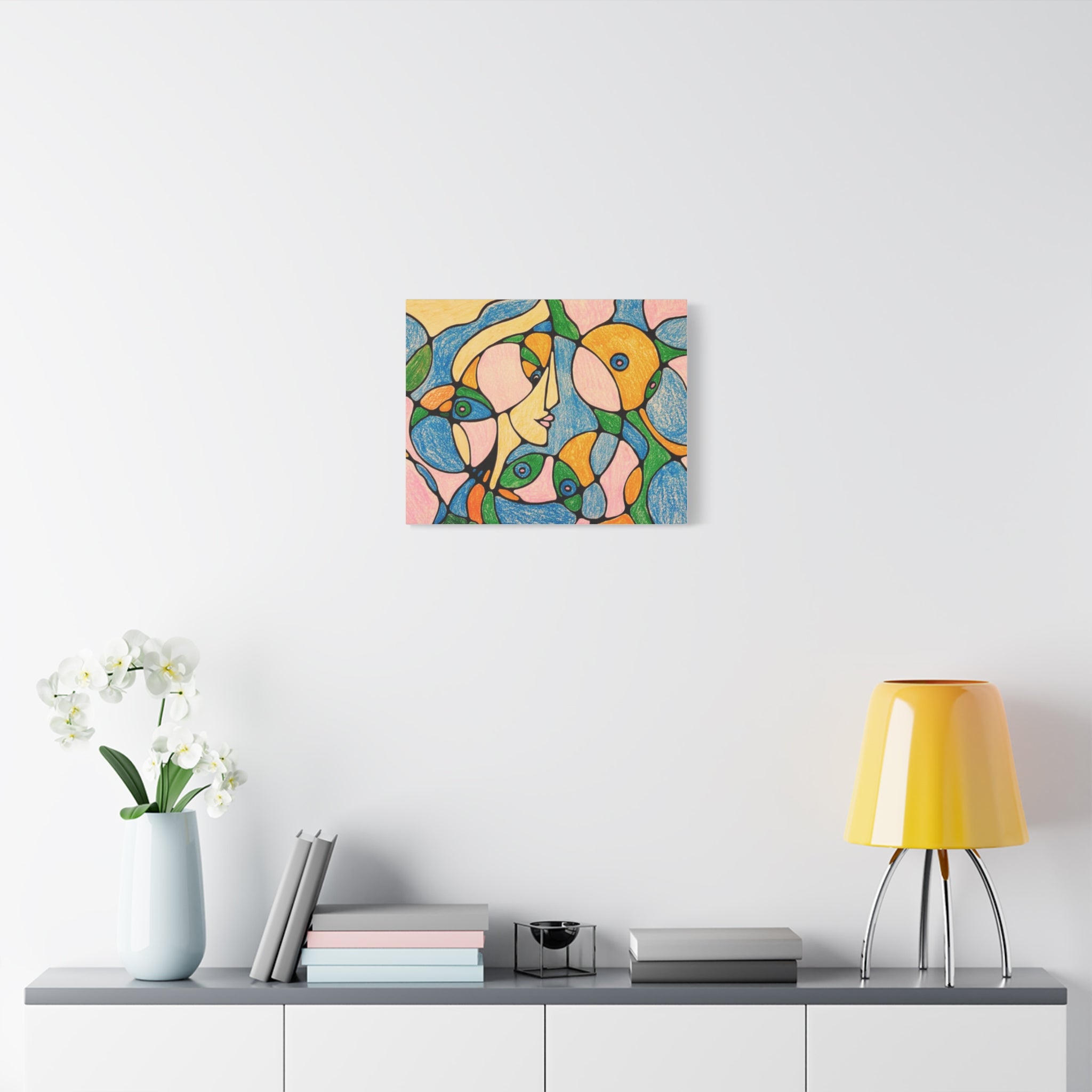 Abstract Colorful Faces Canvas Art, Vibrant Modern Wall Decor, Surreal Cubist Style Matte Print, Stretched 1.25" Ready to Hang