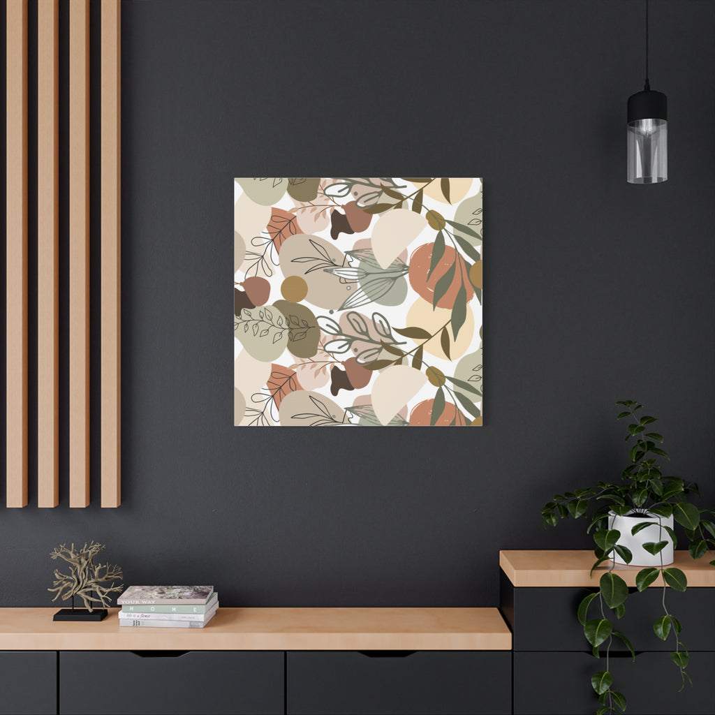 Abstract Modern Botanical Wall Art, Minimalist Line Art Canvas, Neutral Aesthetic Home Decor Print for Living Room or Bedroom, Matte Print, Stretched 1.25" Ready to Hang