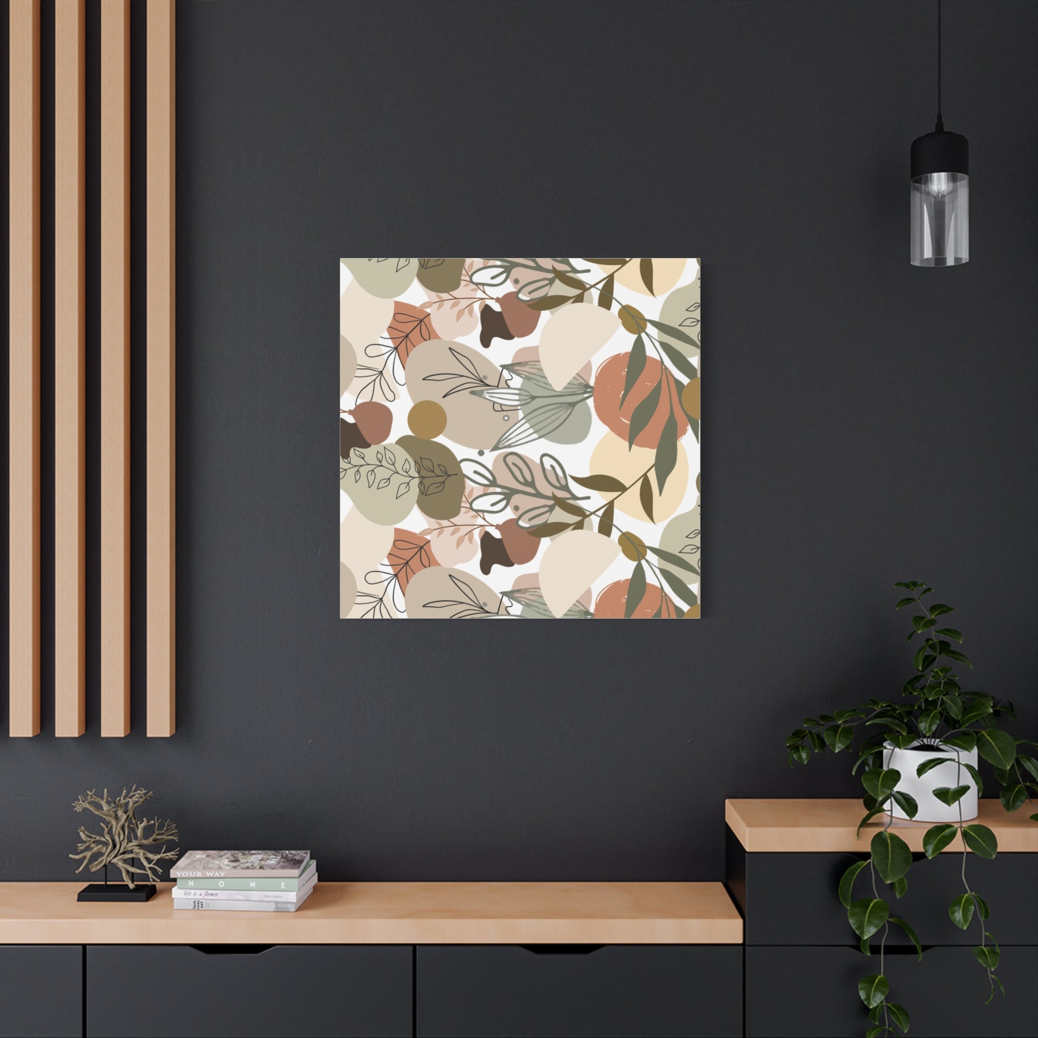 Abstract Modern Botanical Wall Art, Minimalist Line Art Canvas, Neutral Aesthetic Home Decor Print for Living Room or Bedroom, Matte Print, Stretched 1.25" Ready to Hang