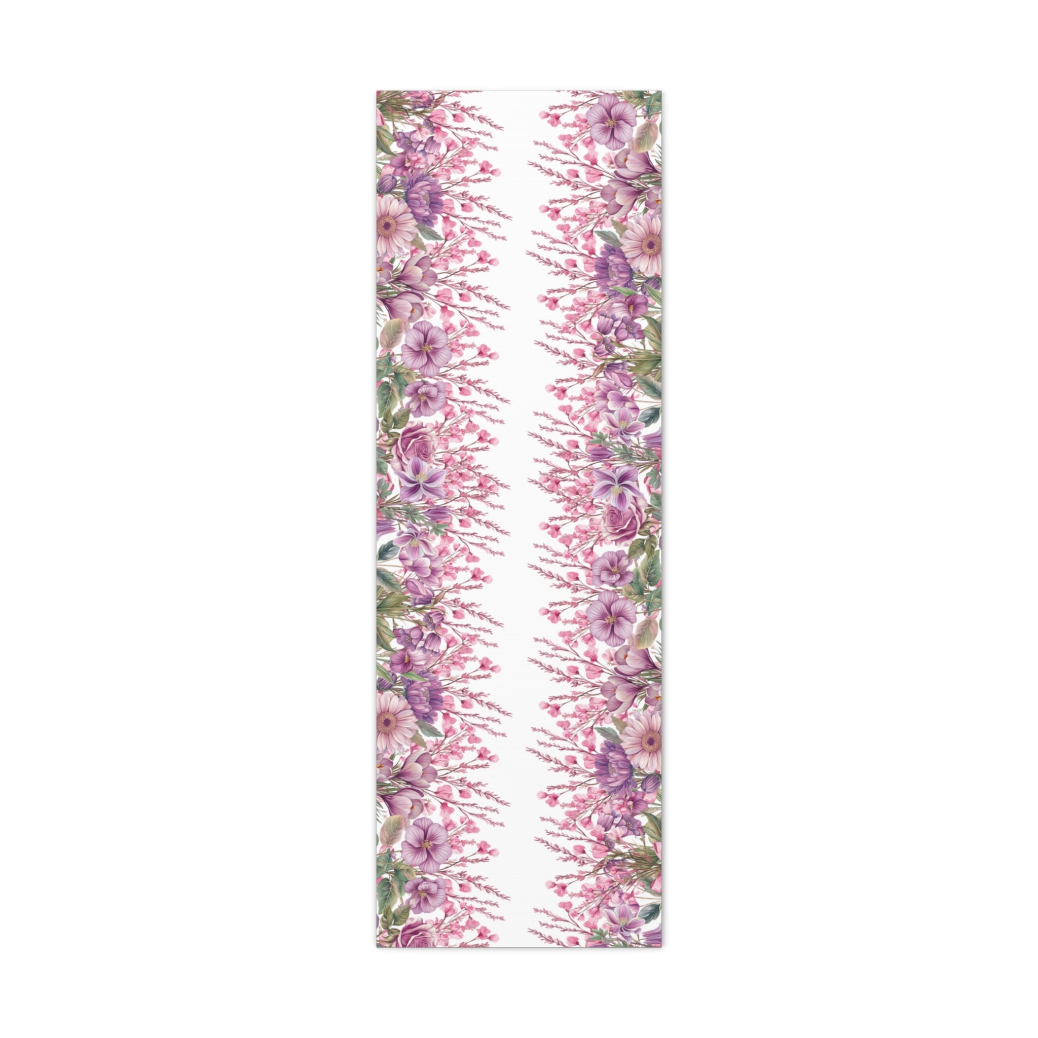 Floral Matte Canvas Wall Art, Pink Purple Botanical Print, Modern Symmetrical Flower Design, Stretched 1.25" Canvas Home Decor