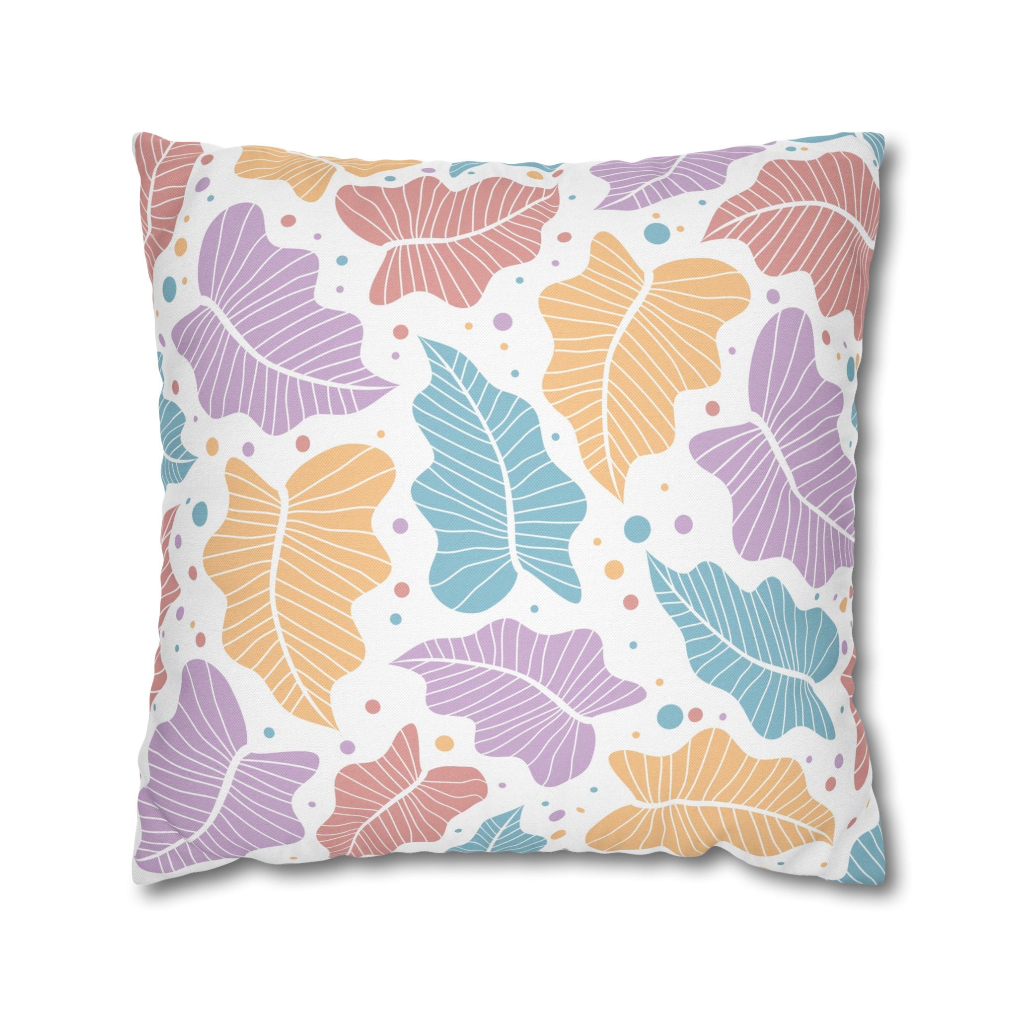 Pastel Leaf Pattern Pillowcase 1piece, Pillow Cover, gift for parents, Square Pillow Case, bedroom, housewarming, cottage core