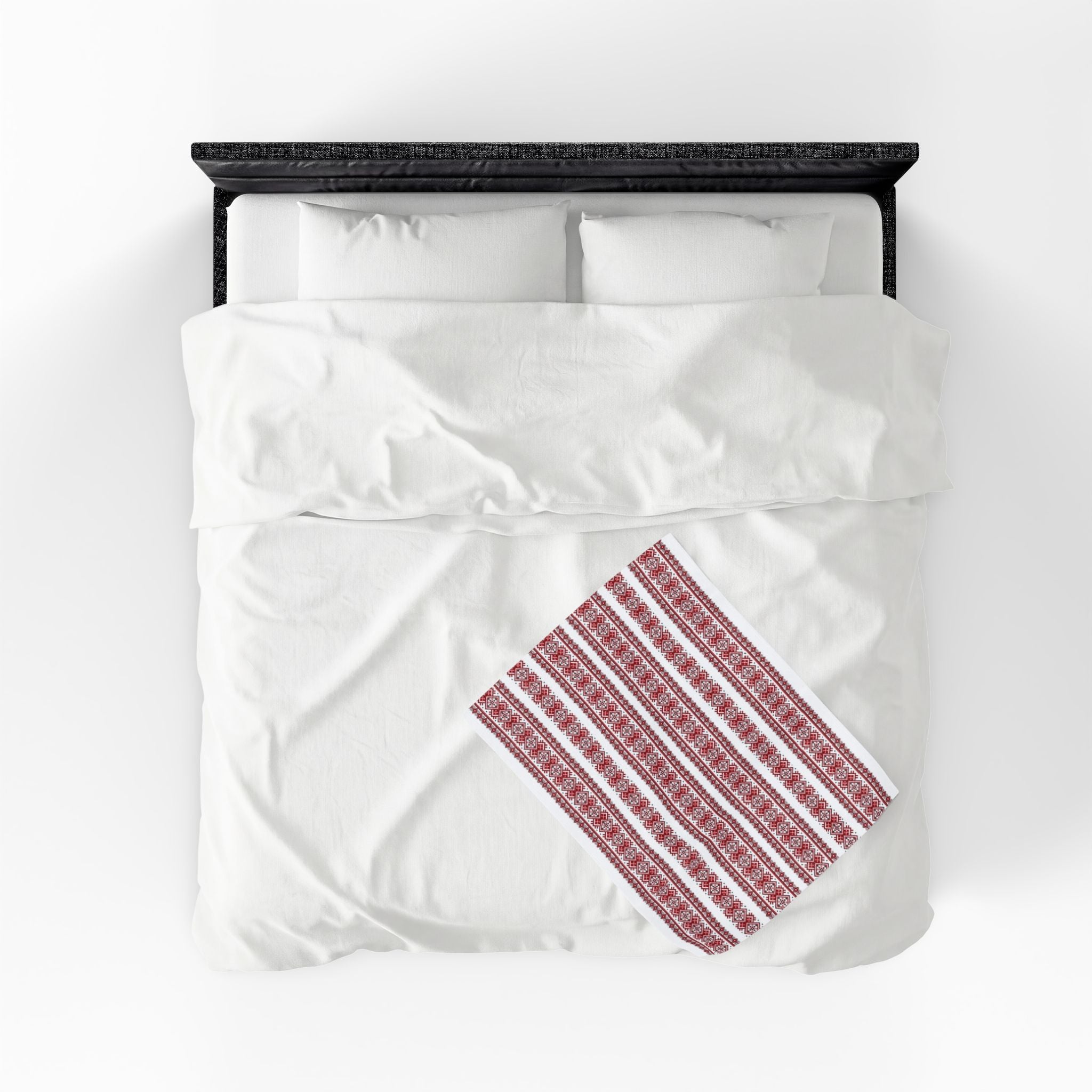 Ukrainian Red-Black Traditional Pattern velveteen Plush Blanket, Family Plush Throw, Home bedroom Decor, gift for parents, housewarming