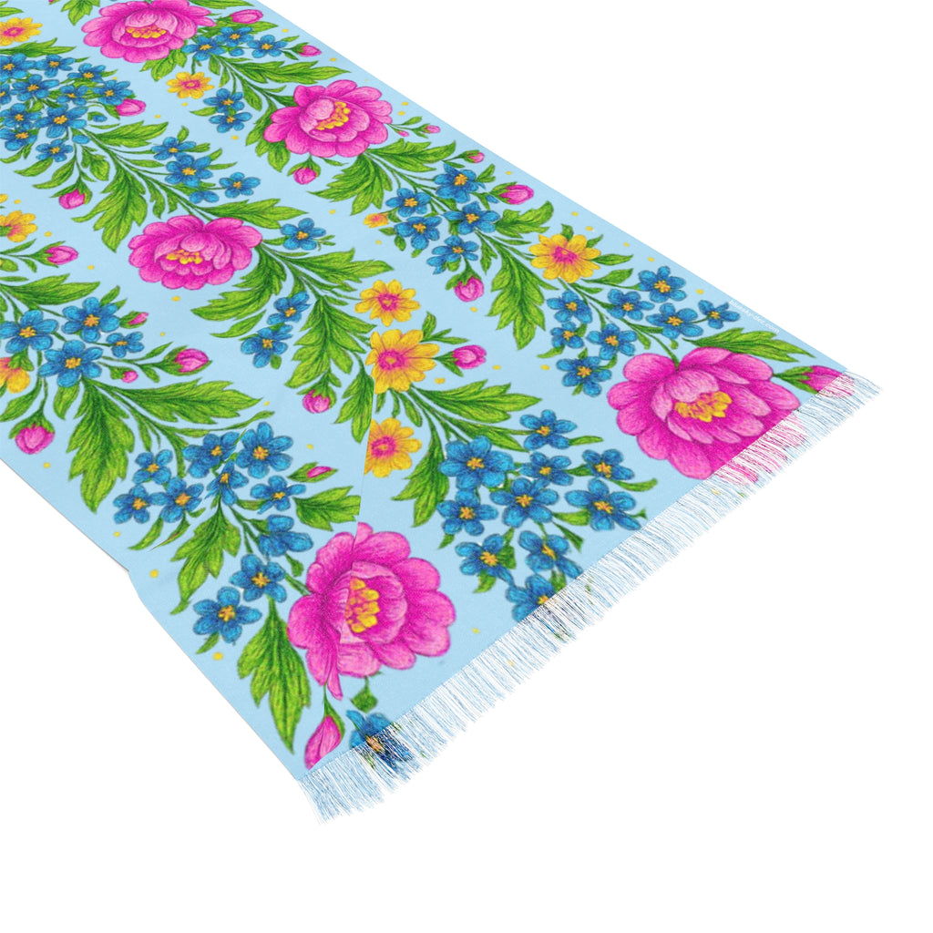 Floral Stripe Scarf – Pink Rose & Wildflower Lightweight Wrap for Women | BLUESKYDEZIGN