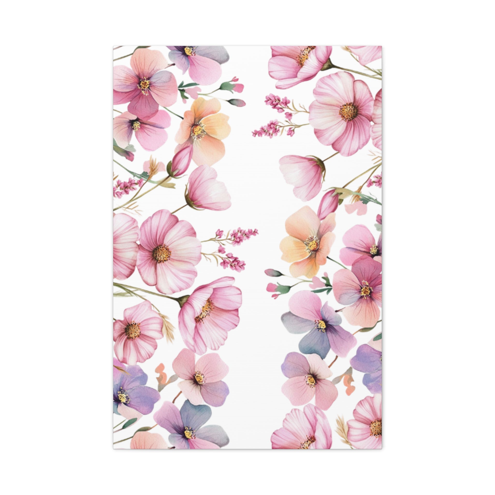 Pastel Floral Matte Canvas Wall Art, Soft Botanical Print, Modern Home Decor, Watercolor Flower Artwork, Stretched 1.25" Canvas