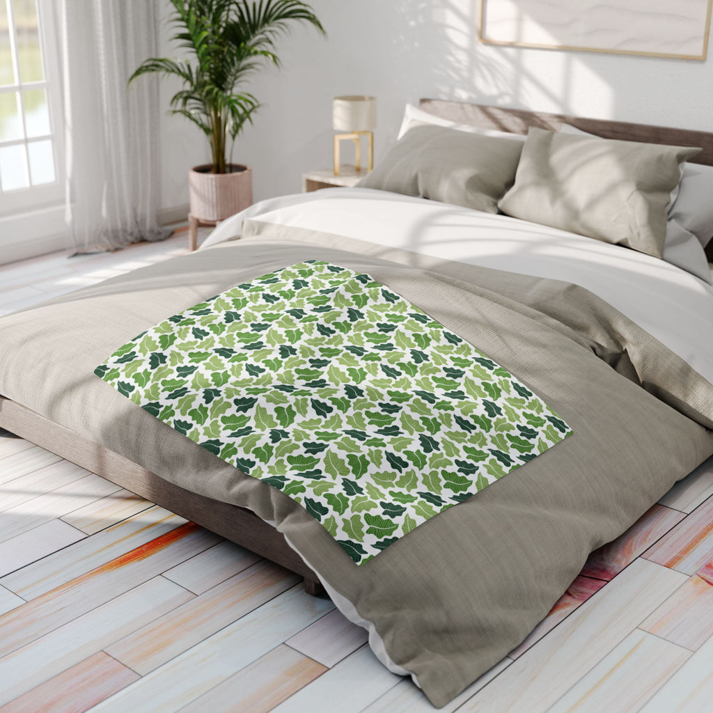 Green Leaves Fleece Blanket