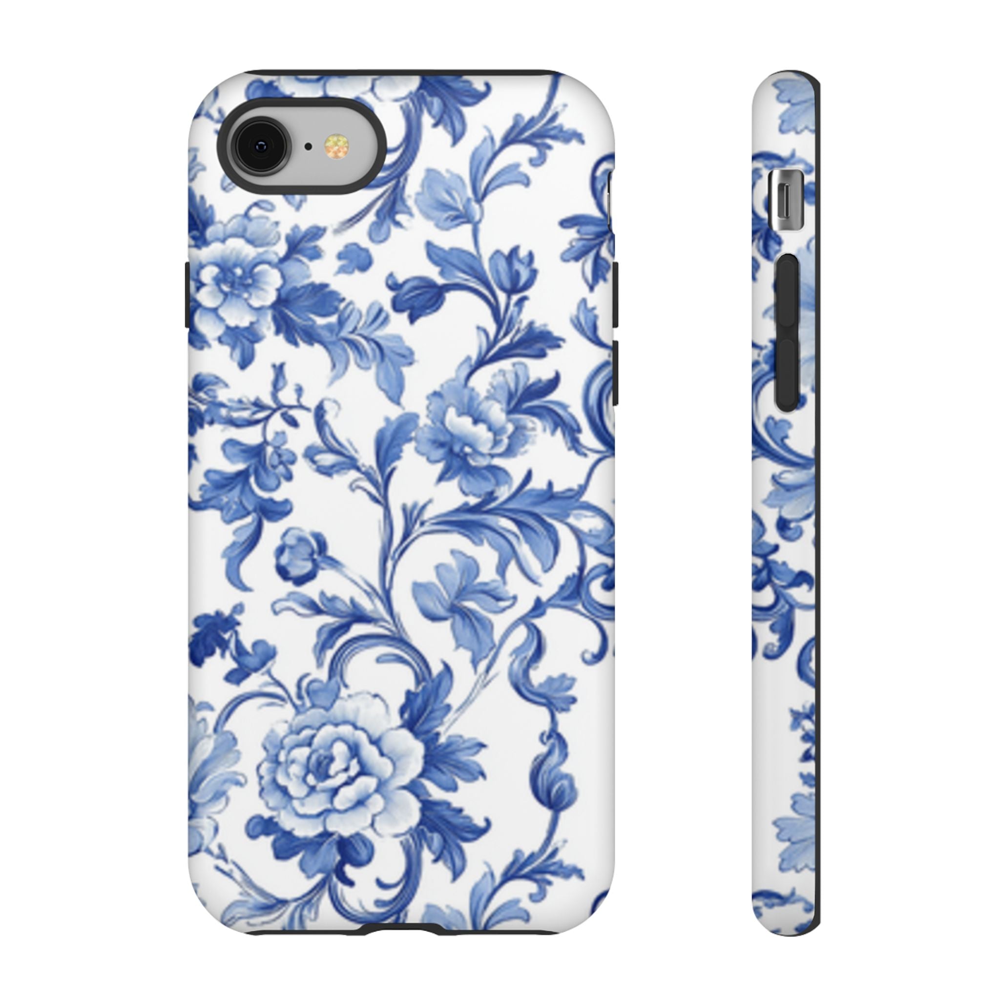 Blue Vintage Toile-inspired romantic Floral Phone Case, Tough Case, spring gift