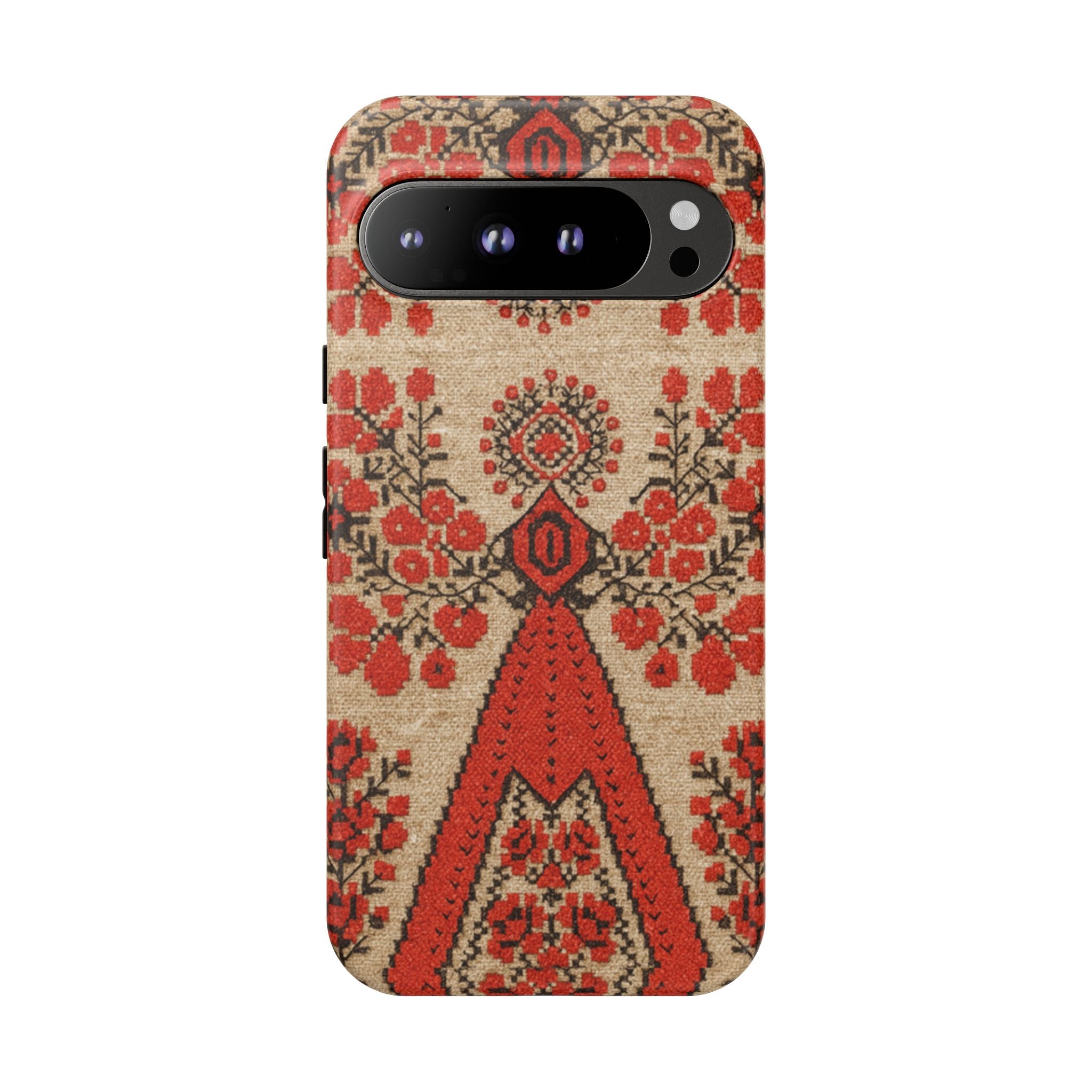 Ukrainian Embroidery Phone Case • Red Black Folk Pattern • Protective Cover with Traditional Berehynia Floral Motifs