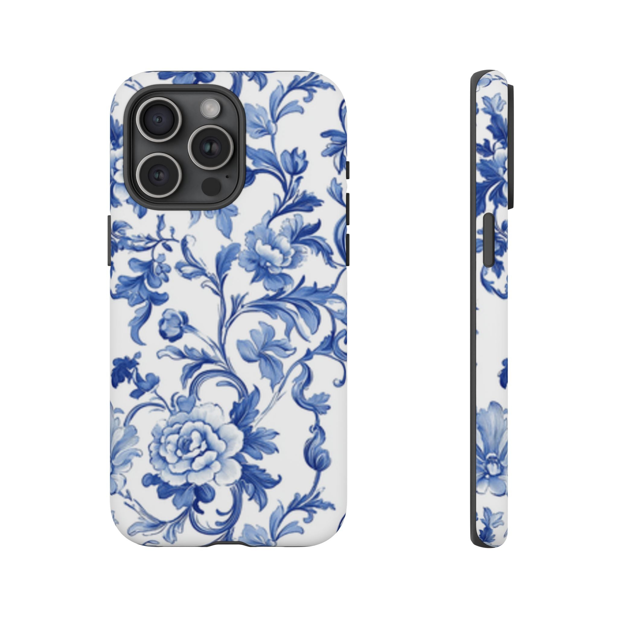 Blue Vintage Toile-inspired romantic Floral Phone Case, Tough Case, spring gift