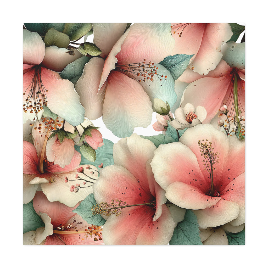 Pastel Floral Matte Canvas Wall Art, Soft Botanical Print, Modern Home Decor, Watercolor Flower Artwork, Stretched 1.25" Canvas