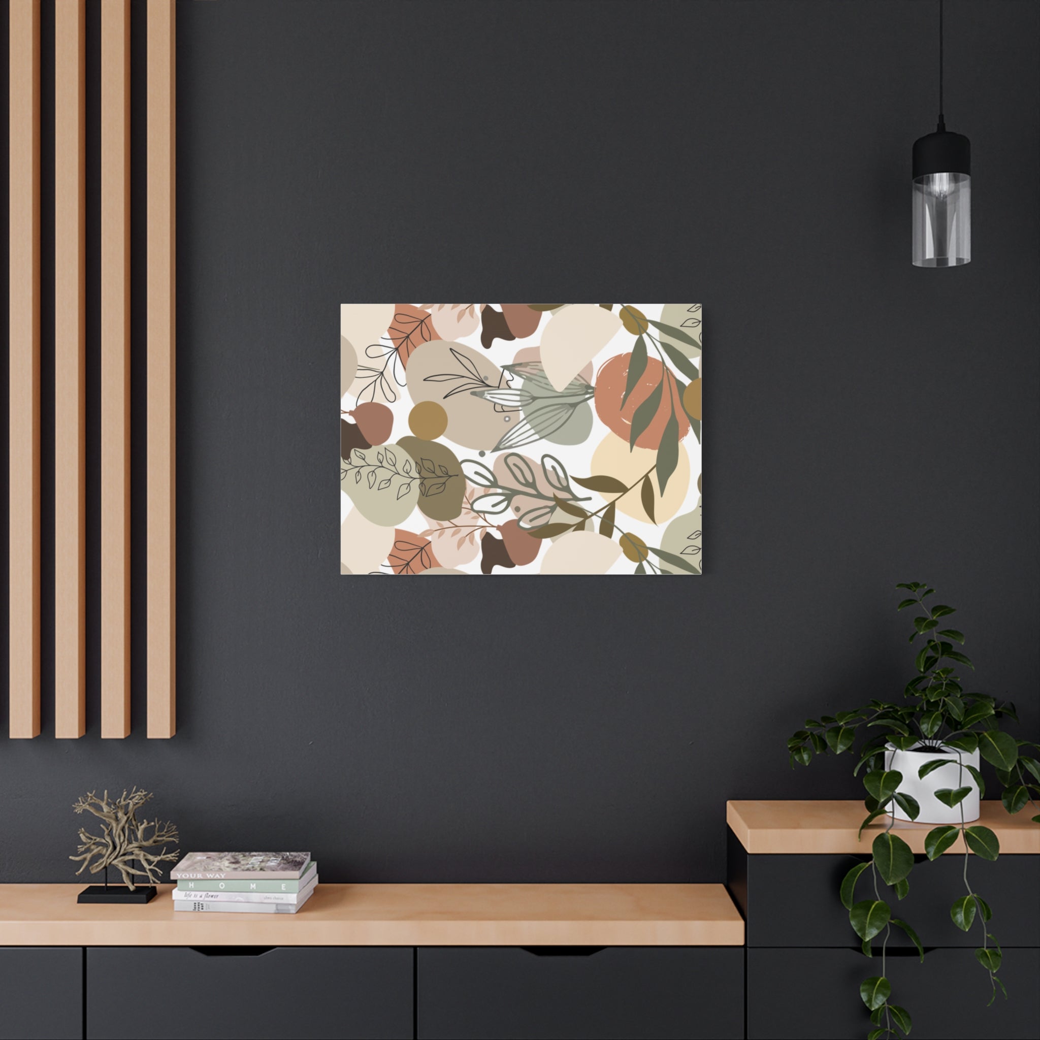 Abstract Modern Botanical Wall Art, Minimalist Line Art Canvas, Neutral Aesthetic Home Decor Print for Living Room or Bedroom, Matte Print, Stretched 1.25" Ready to Hang