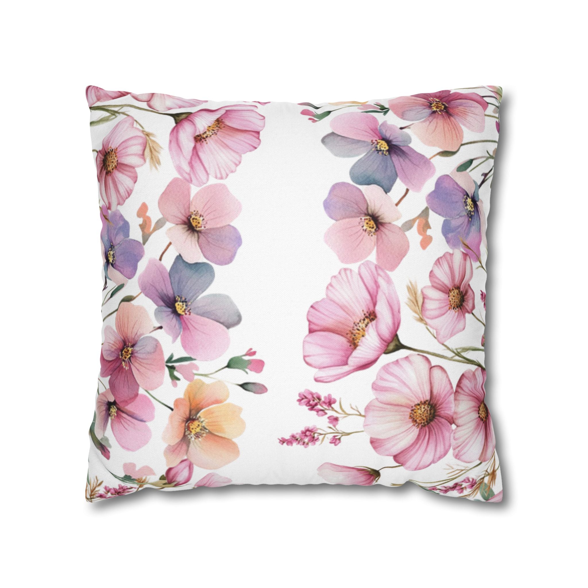 Spring Floral Pillowcase 1piece, Pink & Purple Blossom Design, Polyester Cushion Cover, Elegant Spring Home Decor