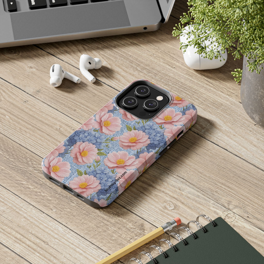 BLUESKYDEZIGN | Blush Peony Phone Case | Soft Provence Watercolor Floral iPhone Cover | Cottagecore Gift for Her