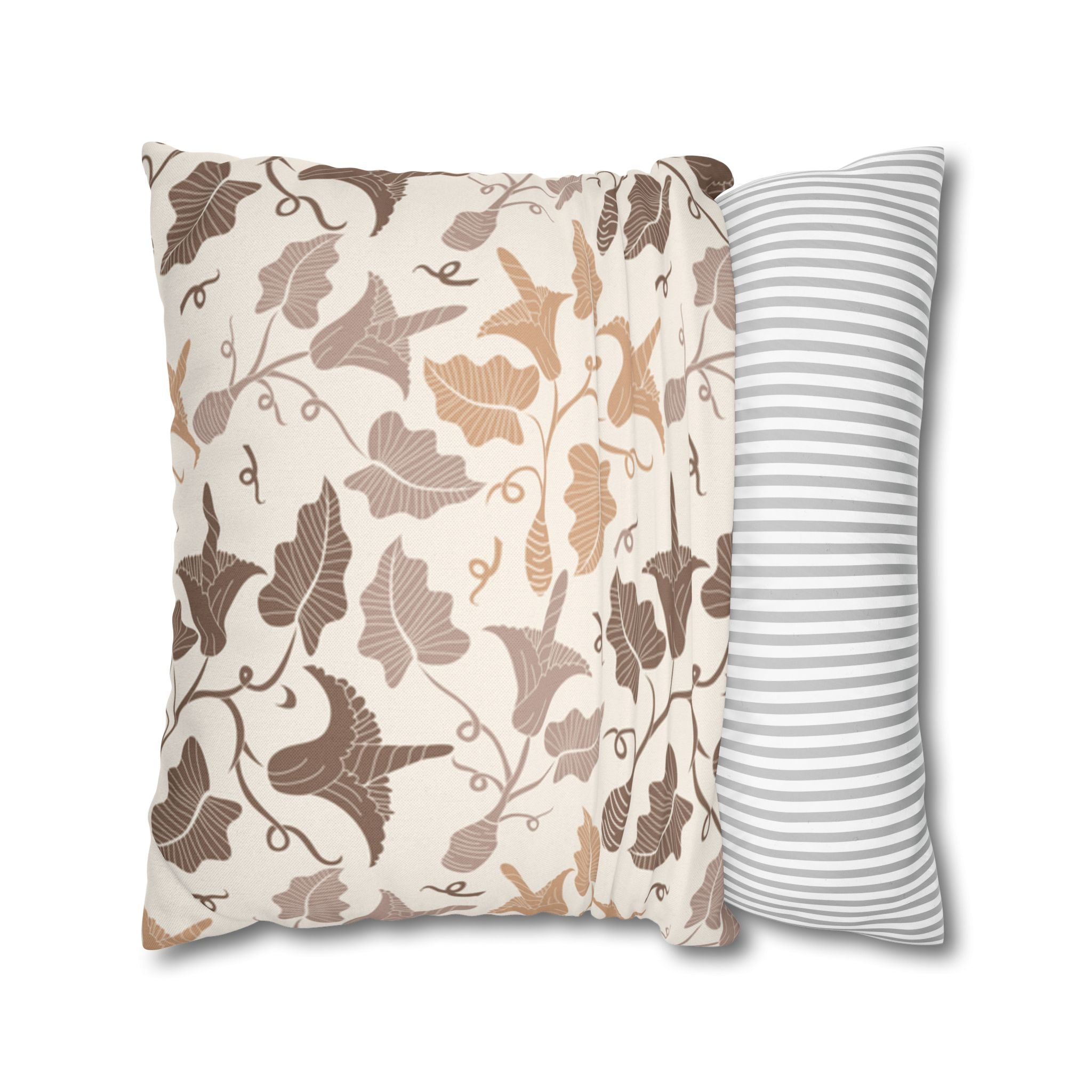 Beige Leaves Pattern Square Pillowcase 1piece, Pillow Cover, Gift for parents, Living Room Decor, bedroom, housewarming, cottage core,